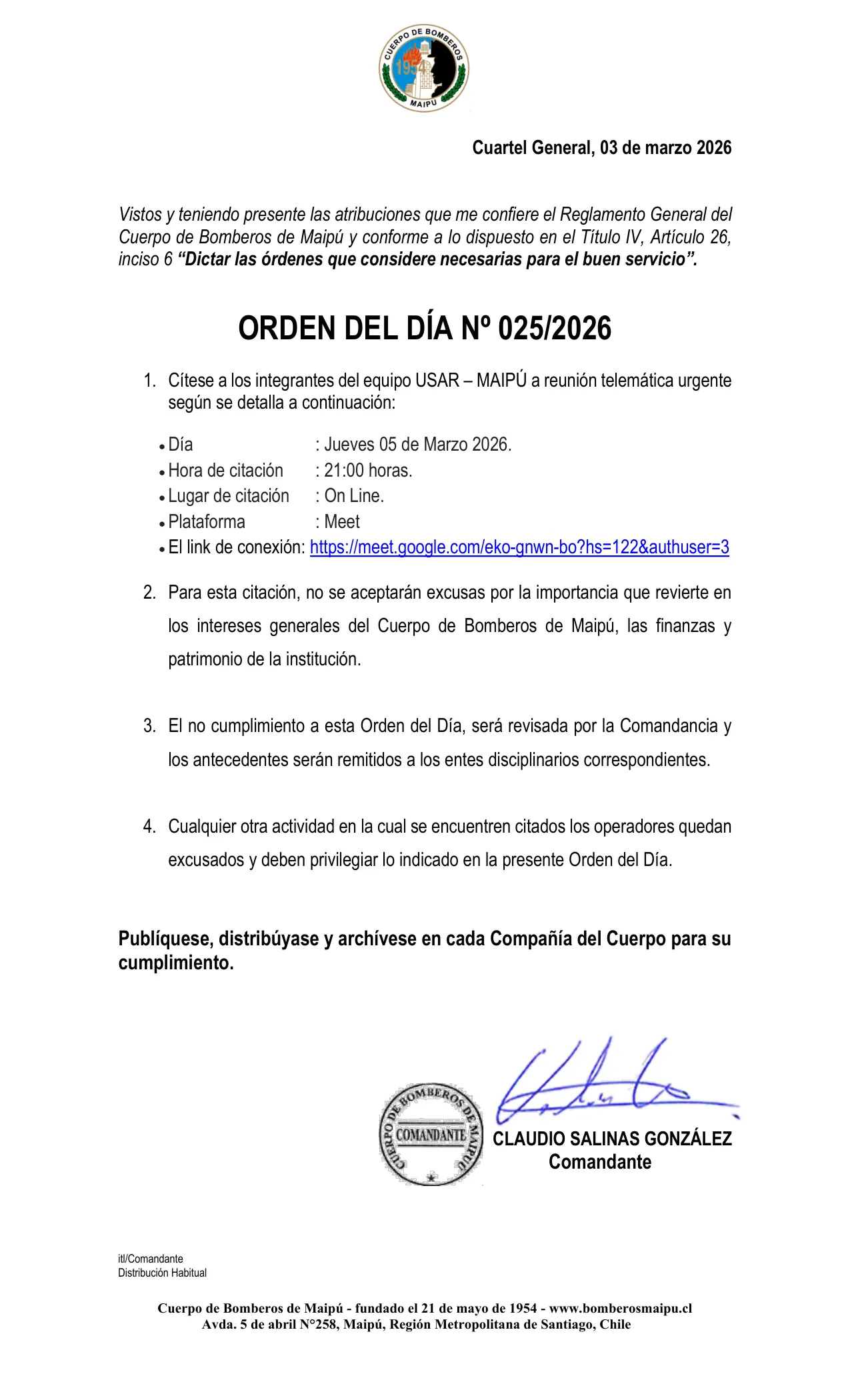 Página 1 de Orden del Día N° 25/2026