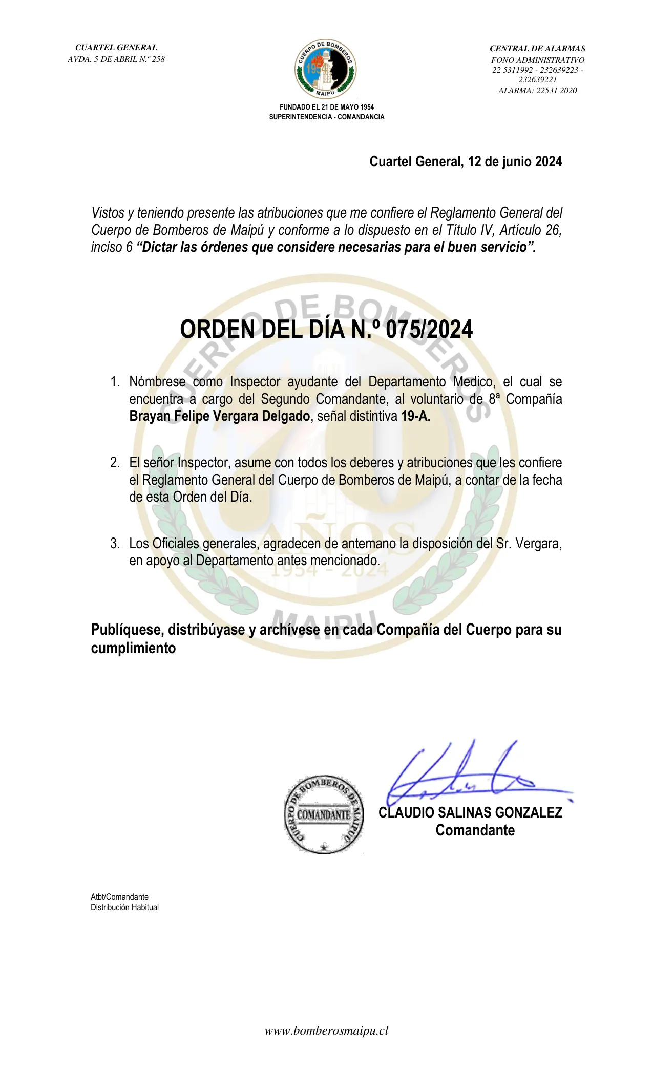 Página 1 de Orden del Día N° 75/2024