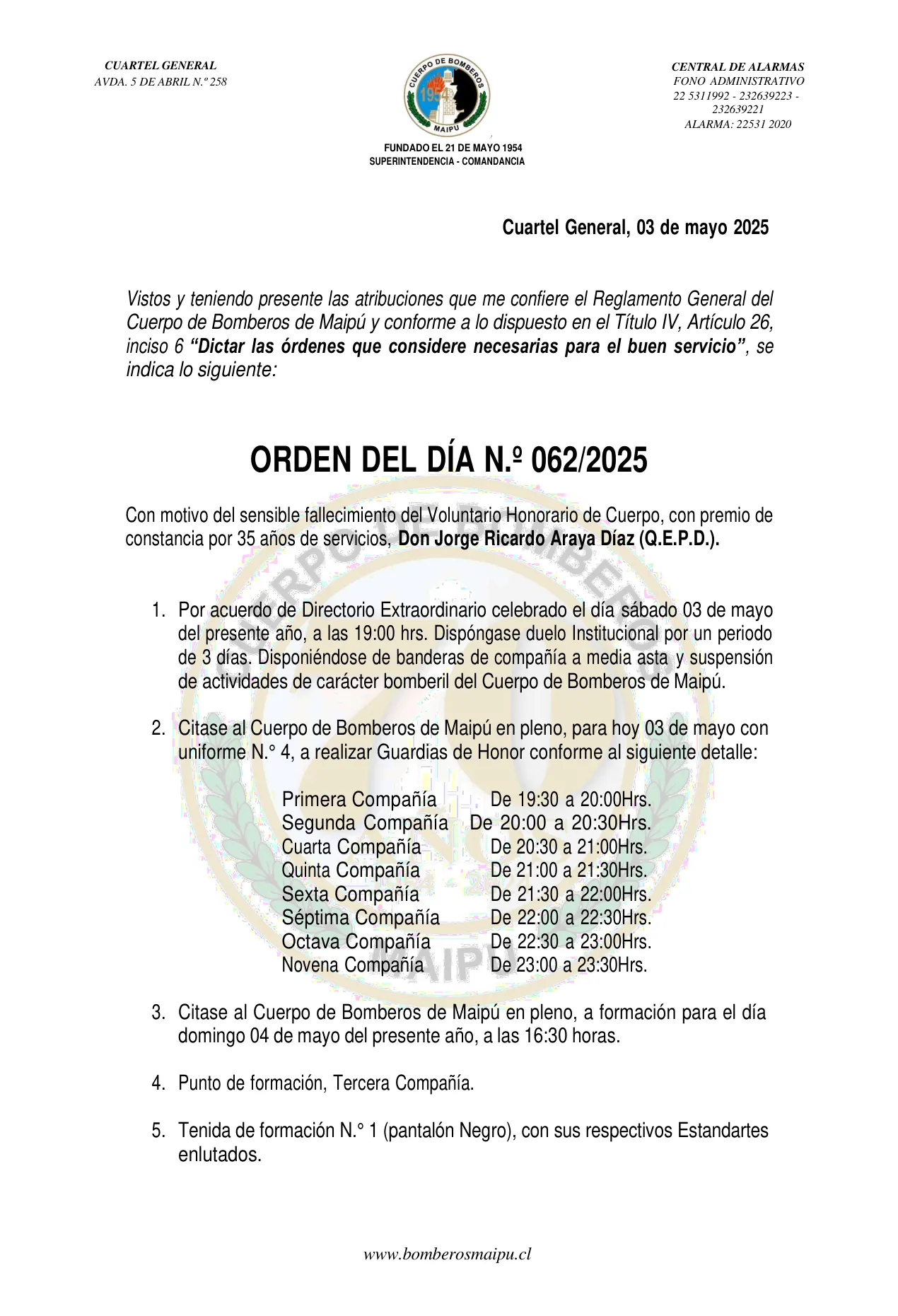 Orden del Día N° 62/2025
