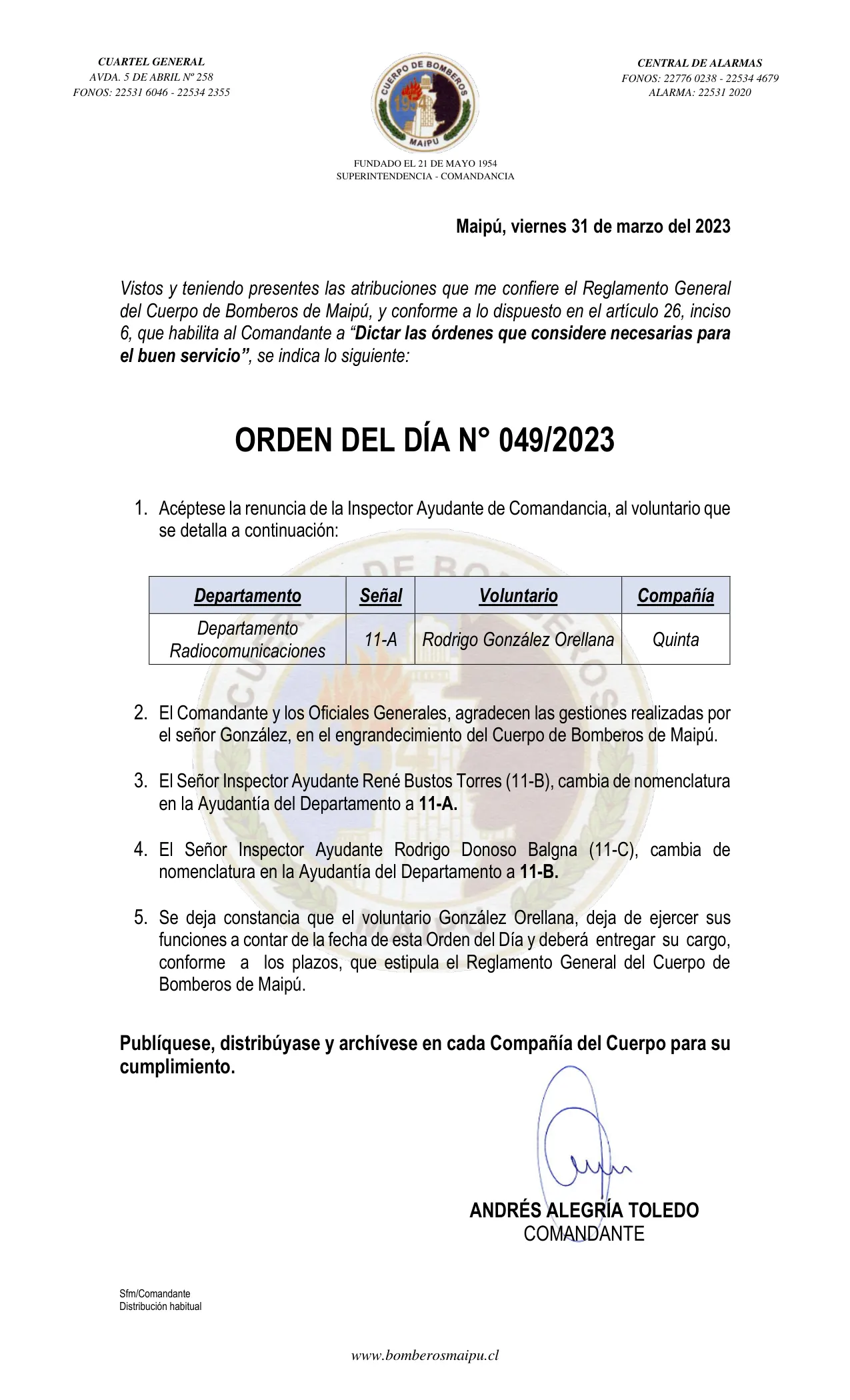 Página 1 de Orden del Día N° 49/2023
