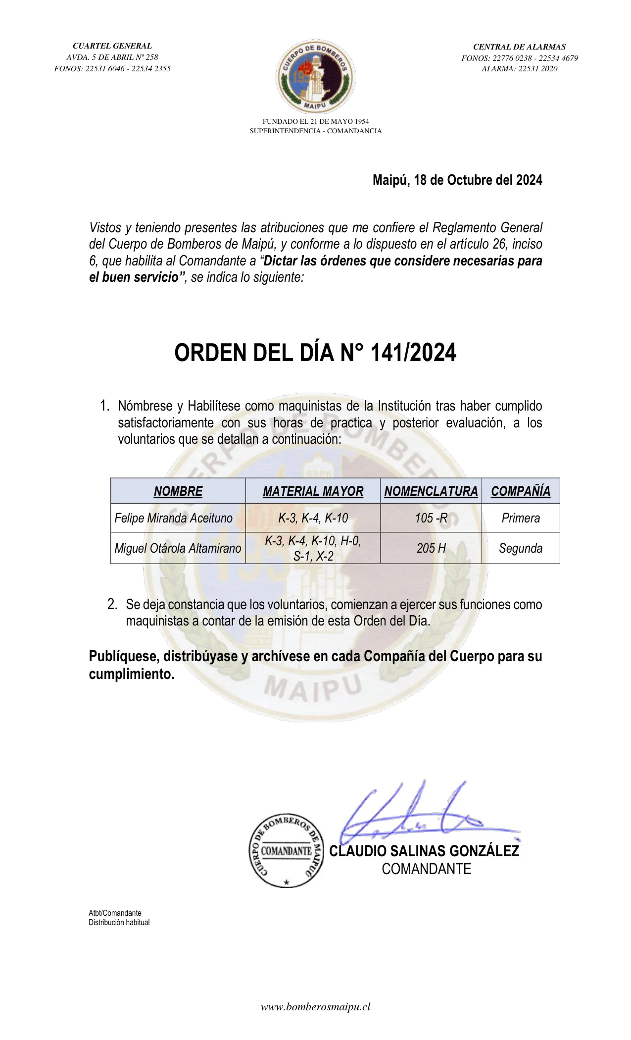 Página 1 de Orden del Día N° 141/2024