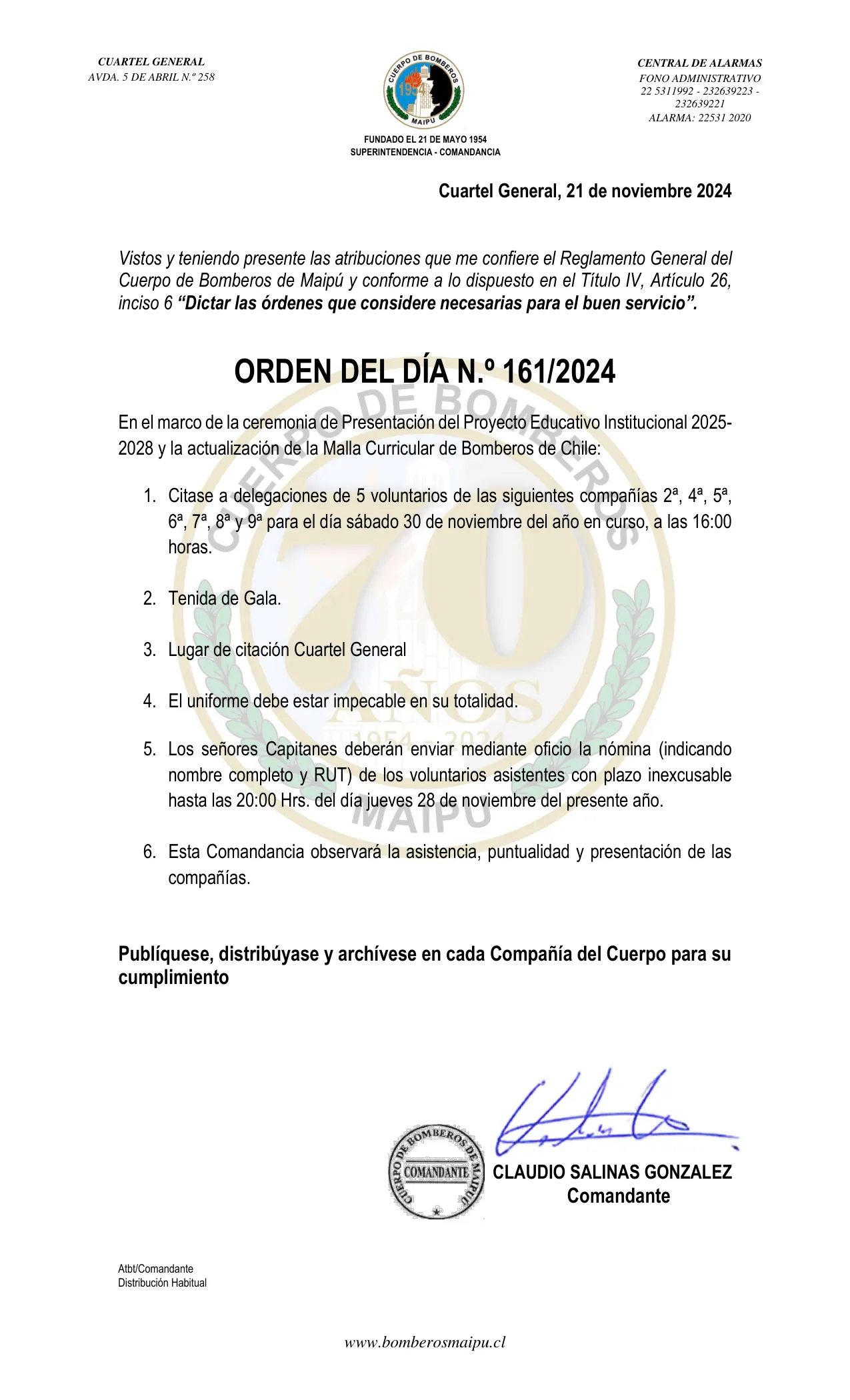 Página 1 de Orden del Día N° 161/2024