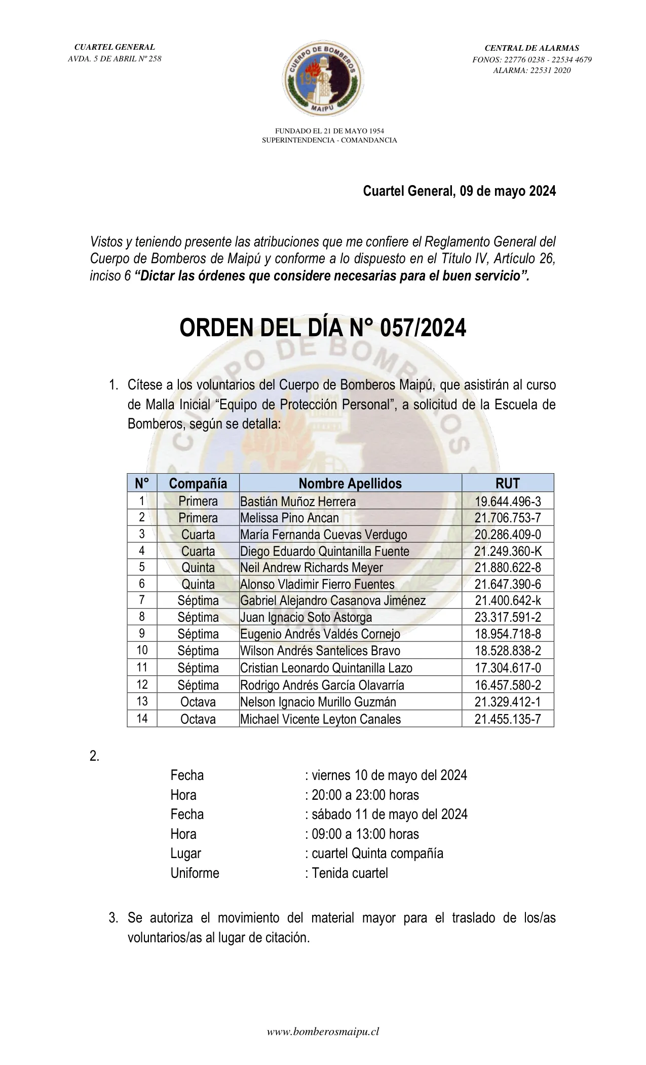 Página 1 de Orden del Día N° 57/2024