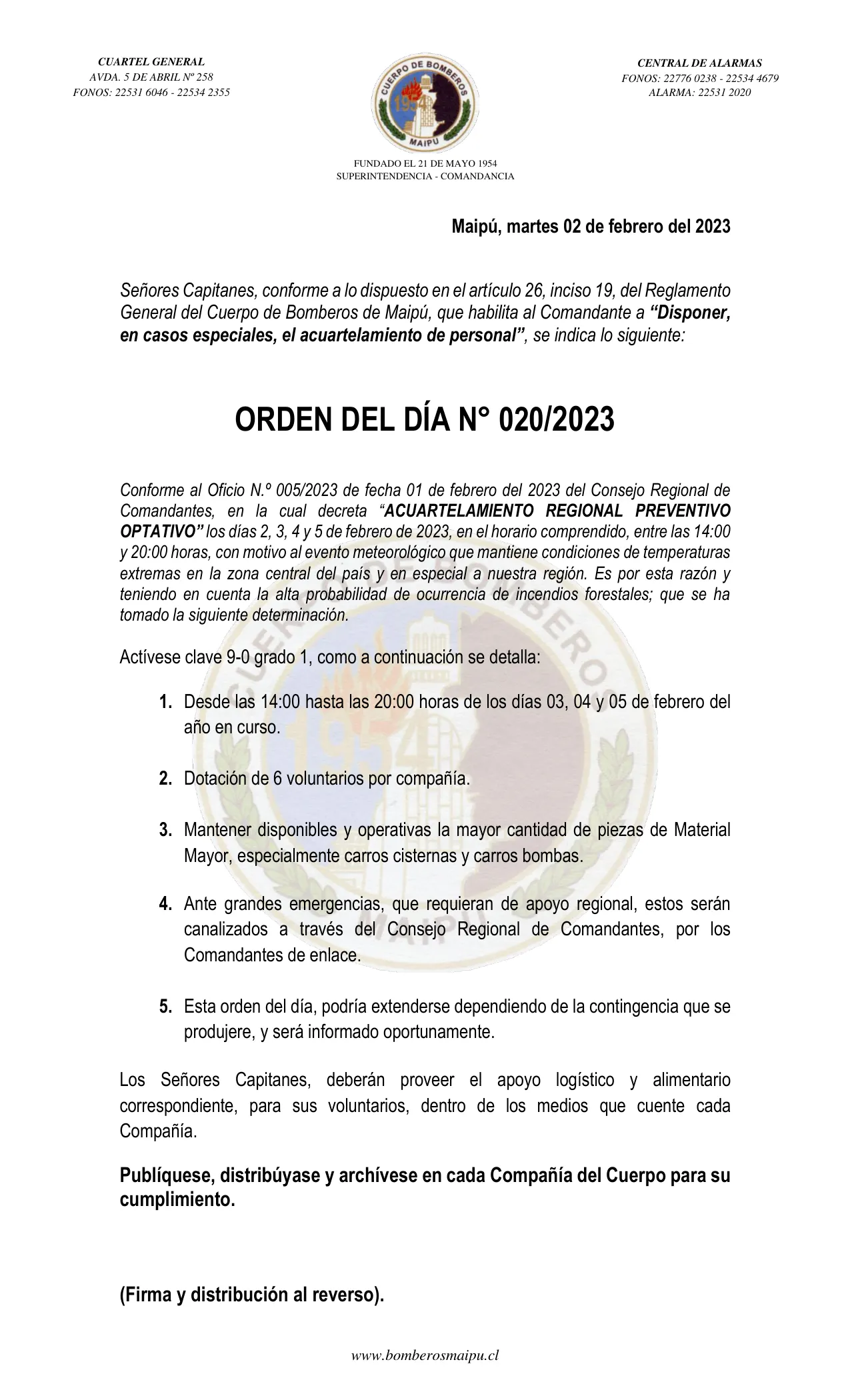 Página 1 de Orden del Día N° 20/2023