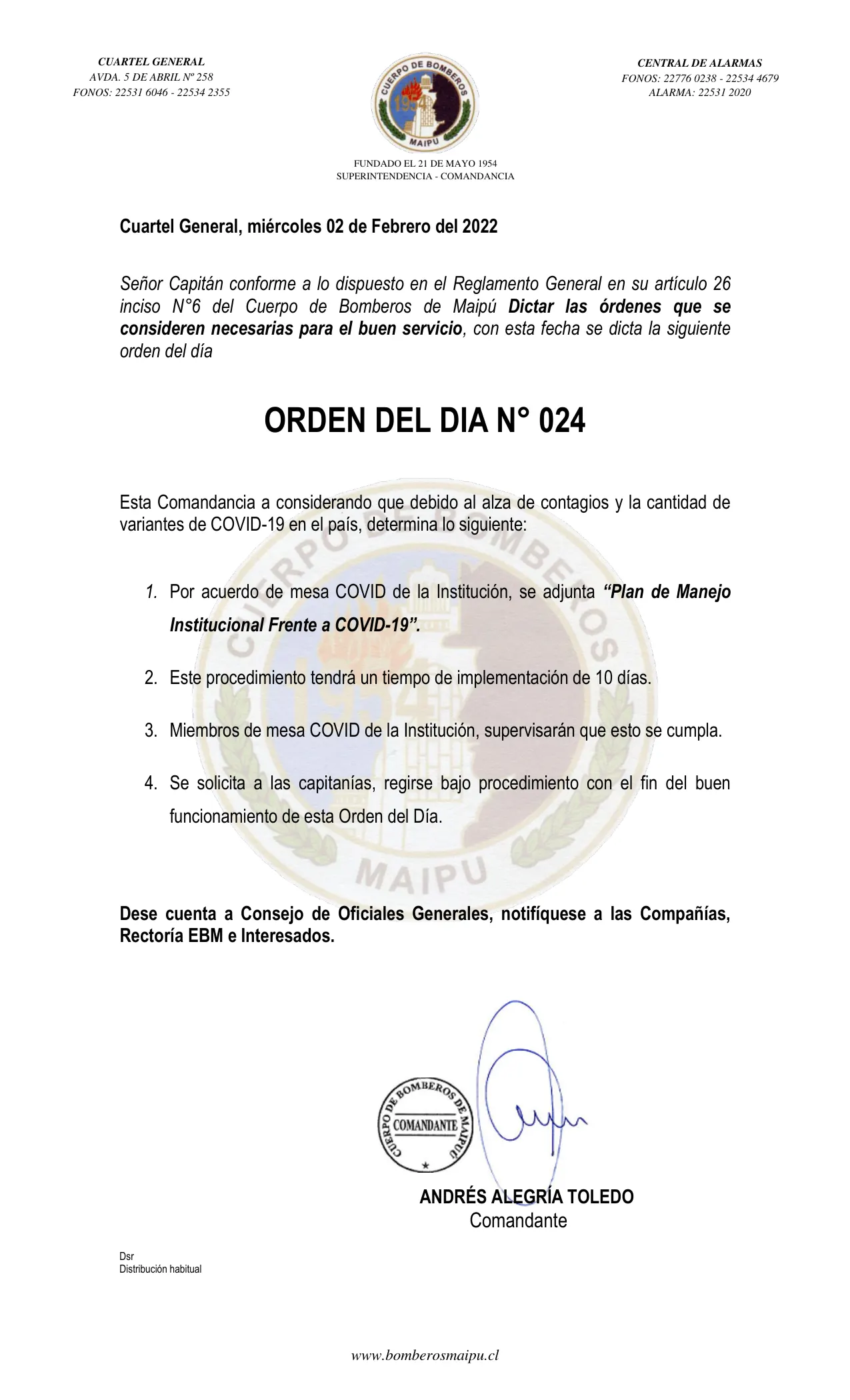 Página 1 de Orden del Día N° 24/2022