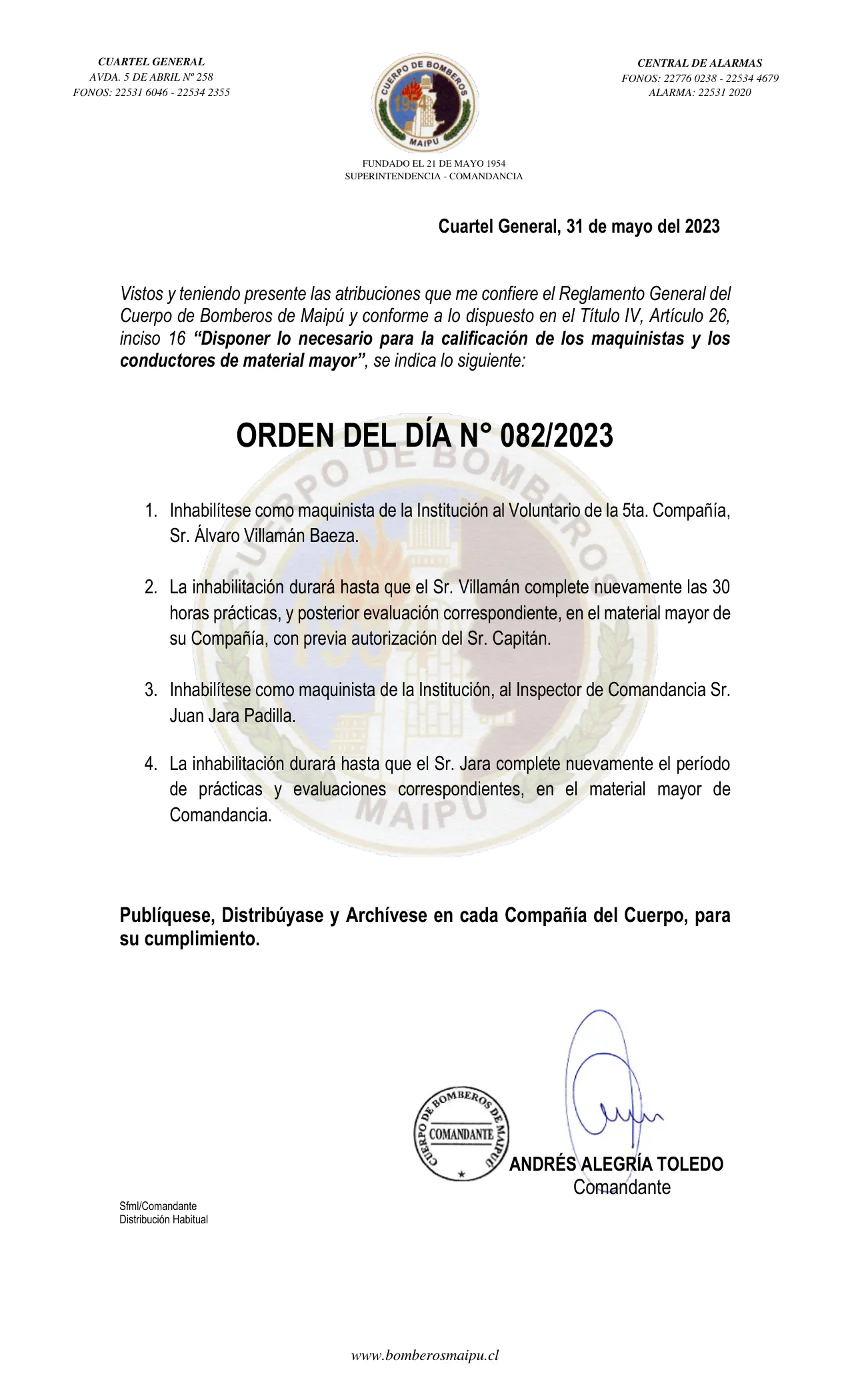 Página 1 de Orden del Día N° 82/2023