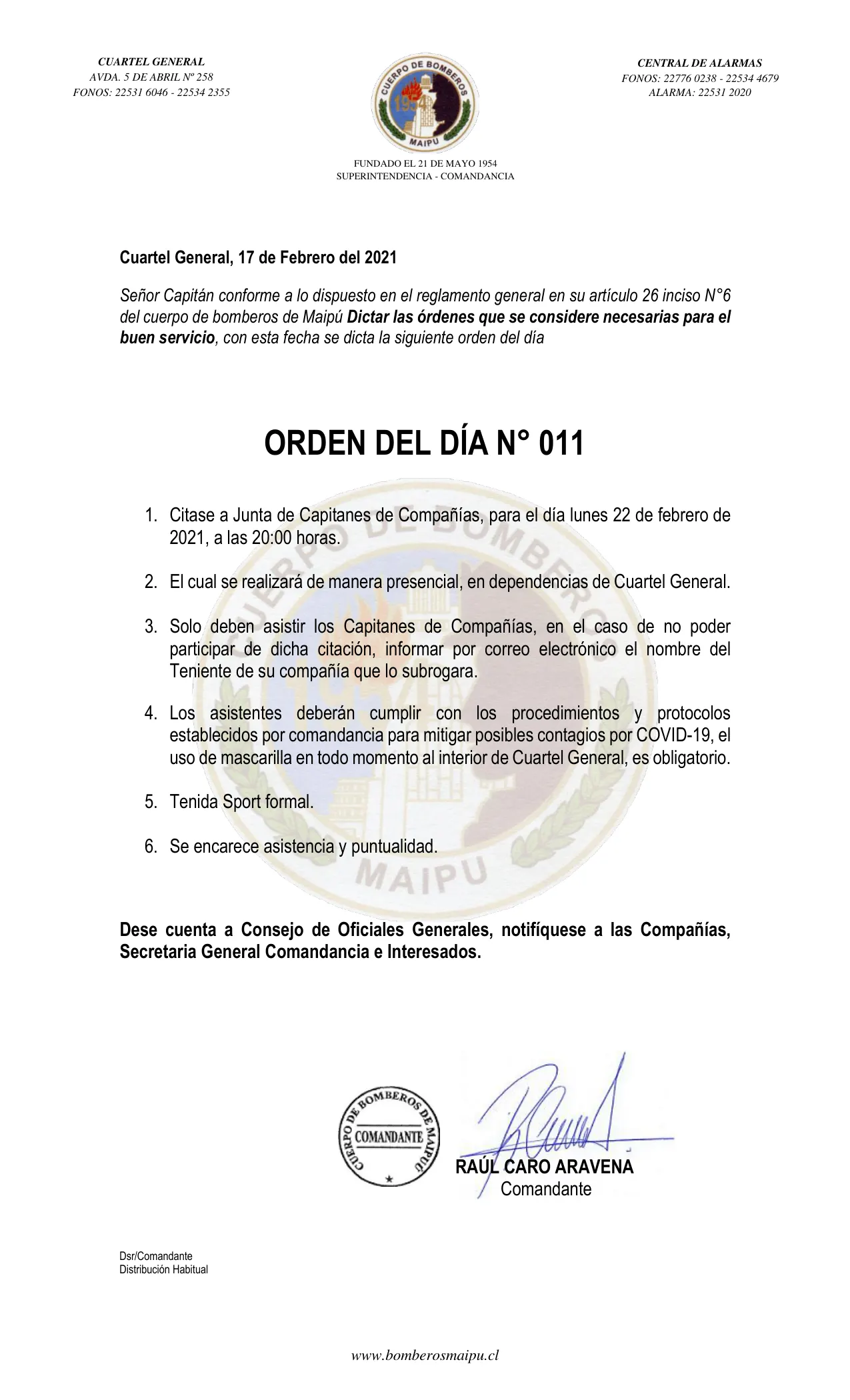 Página 1 de Orden del Día N° 11/2021