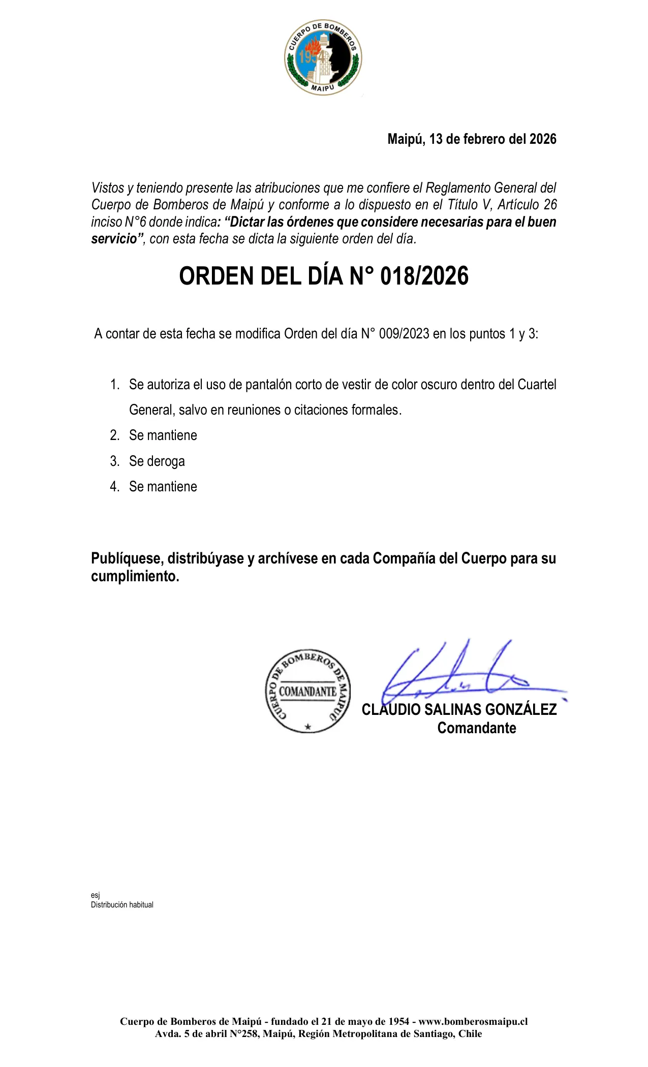 Página 1 de Orden del Día N° 18/2026