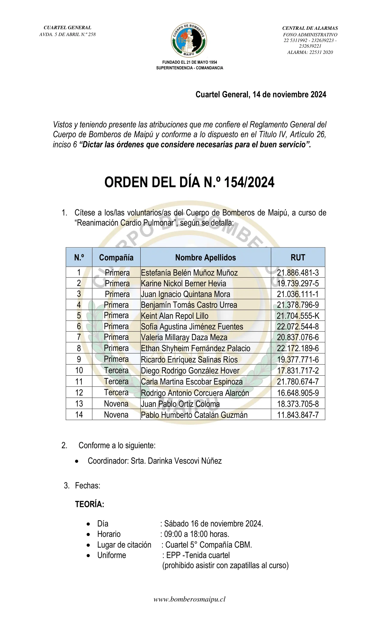 Página 1 de Orden del Día N° 154/2024