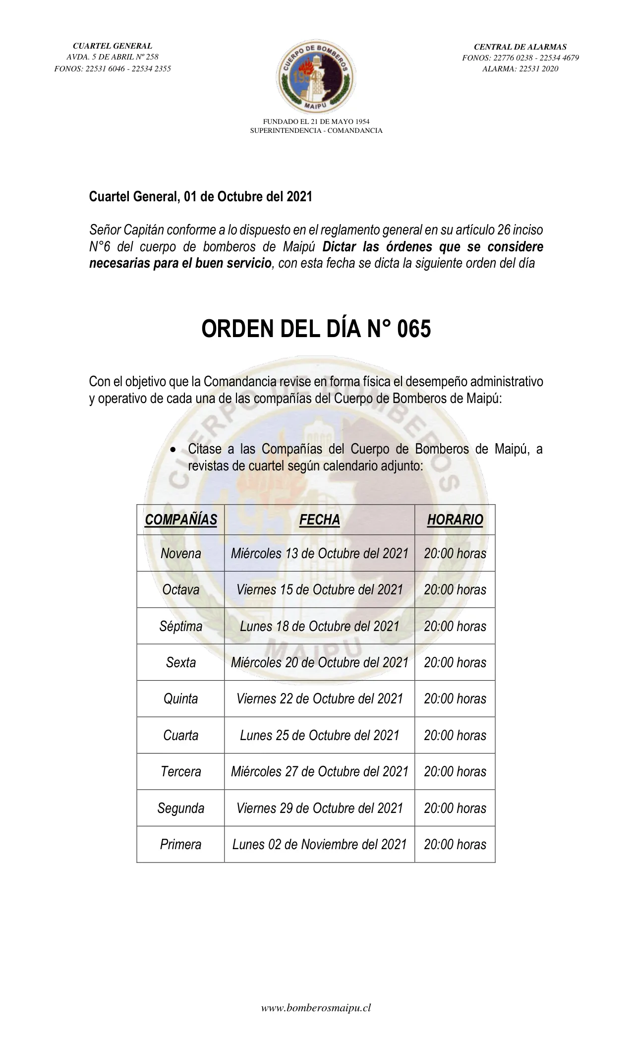 Página 1 de Anexo - ORDEN 065. - Revista de Cuartel (2021)