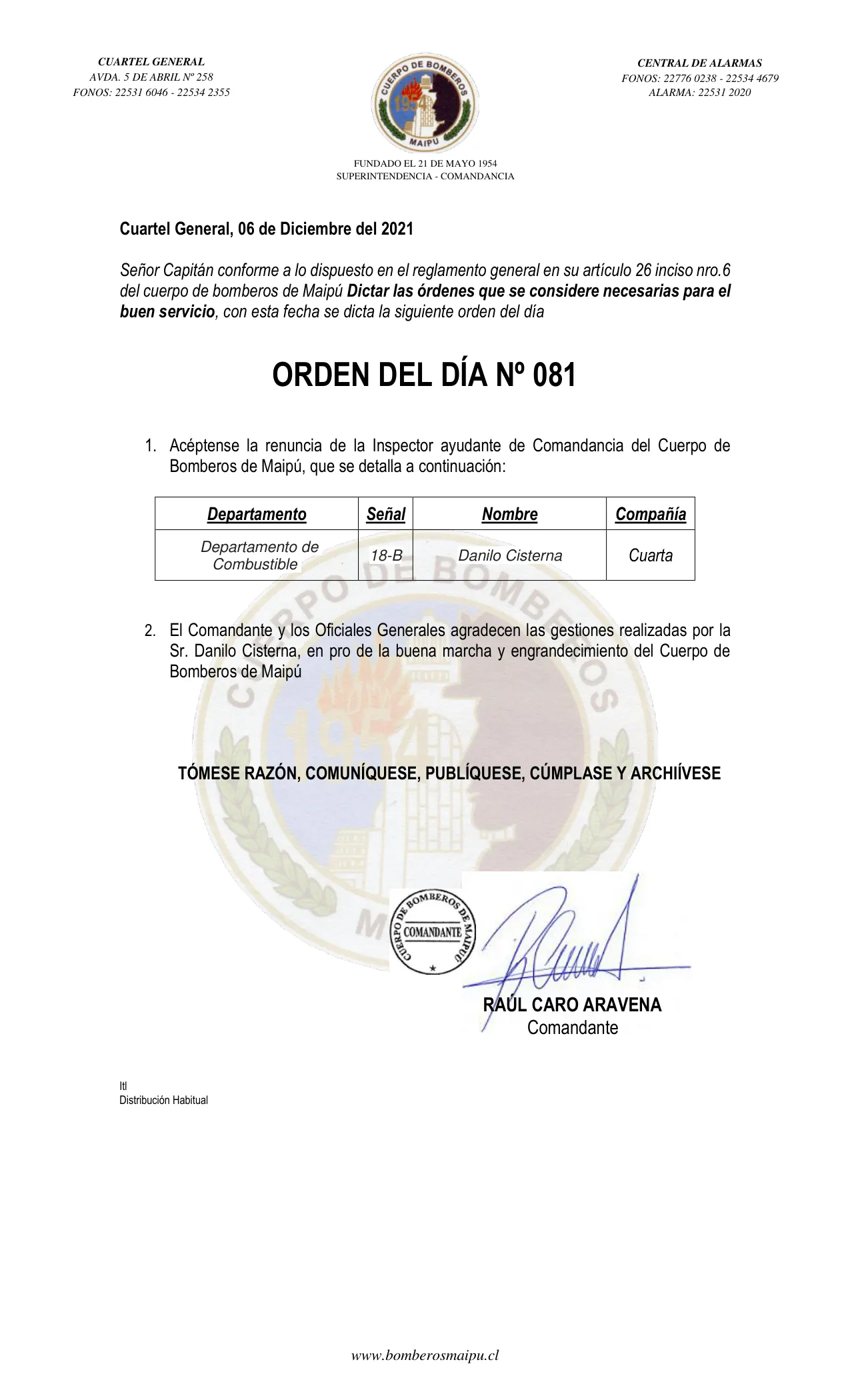 Página 1 de Orden del Día N° 81/2021