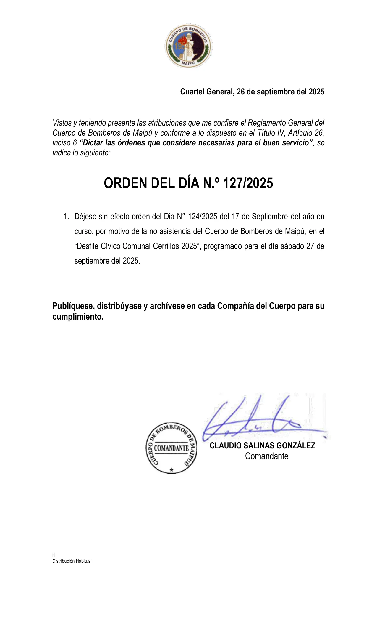 Orden del Día N° 127/2025