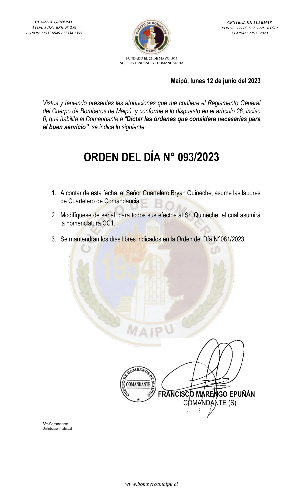 Página 1 de Orden del Día N° 93/2023