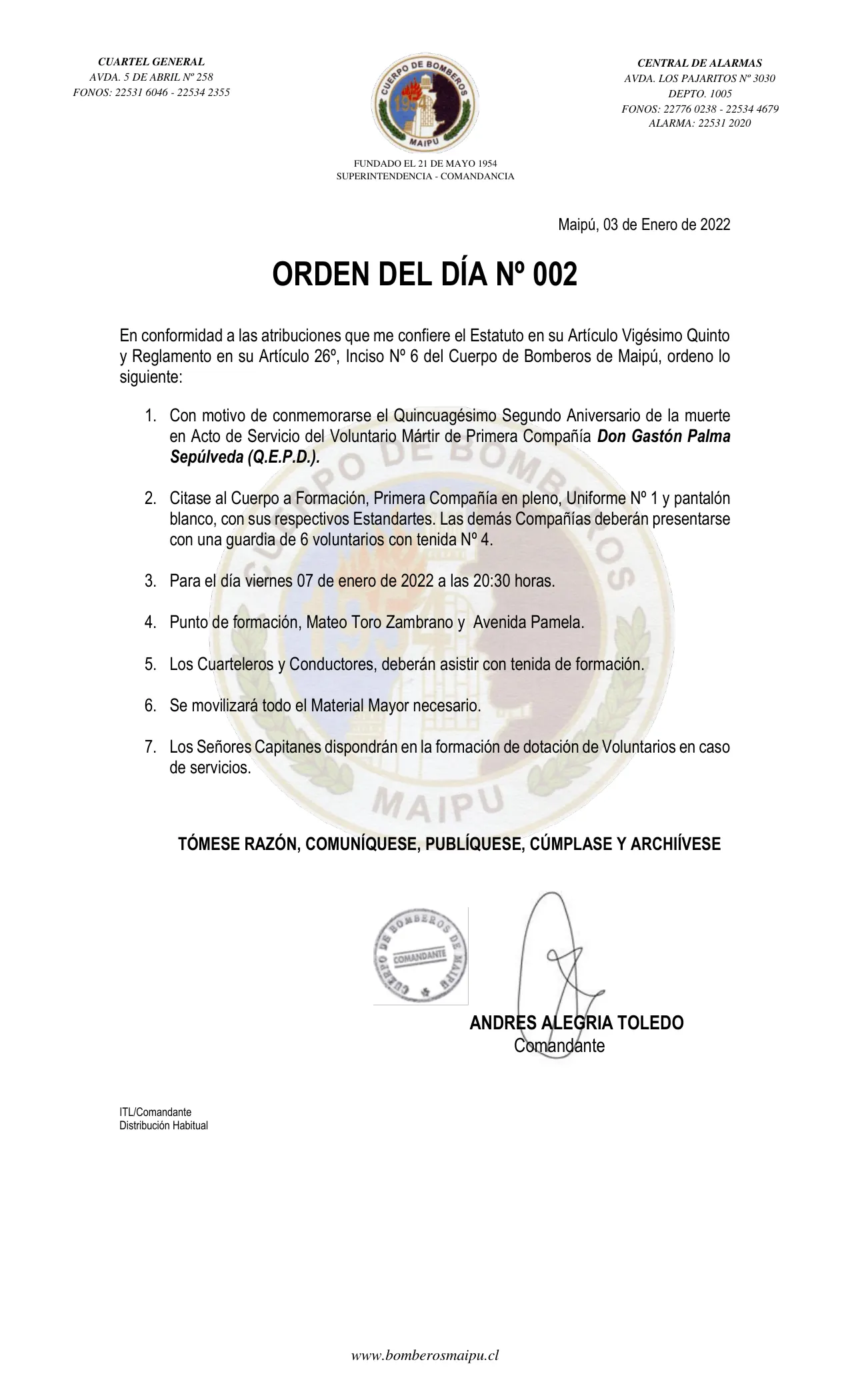 Página 1 de Orden del Día N° 2/2022