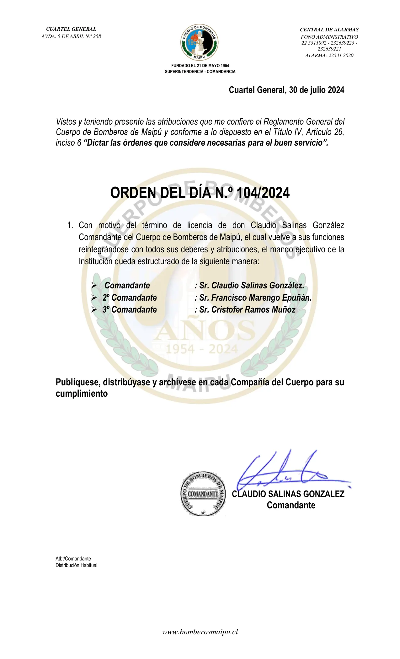 Página 1 de Orden del Día N° 104/2024