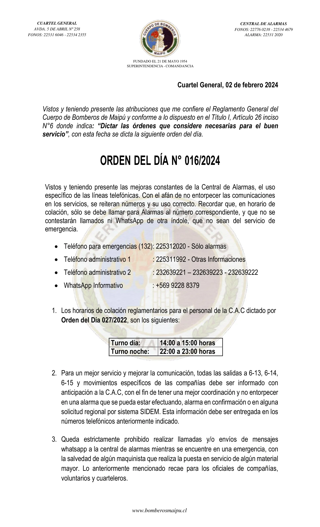 Página 1 de Orden del Día N° 16/2024