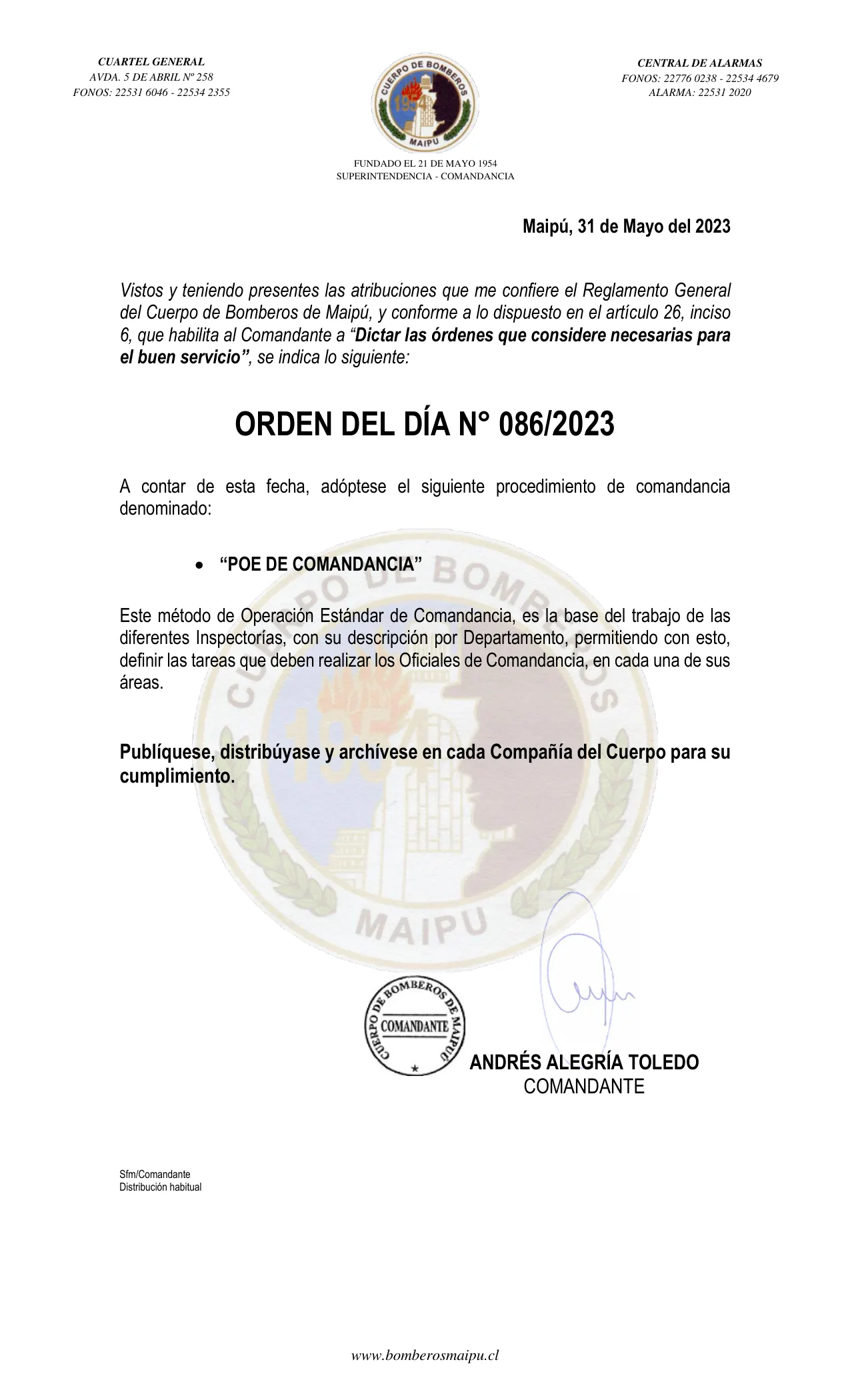 Página 1 de Orden del Día N° 86/2023