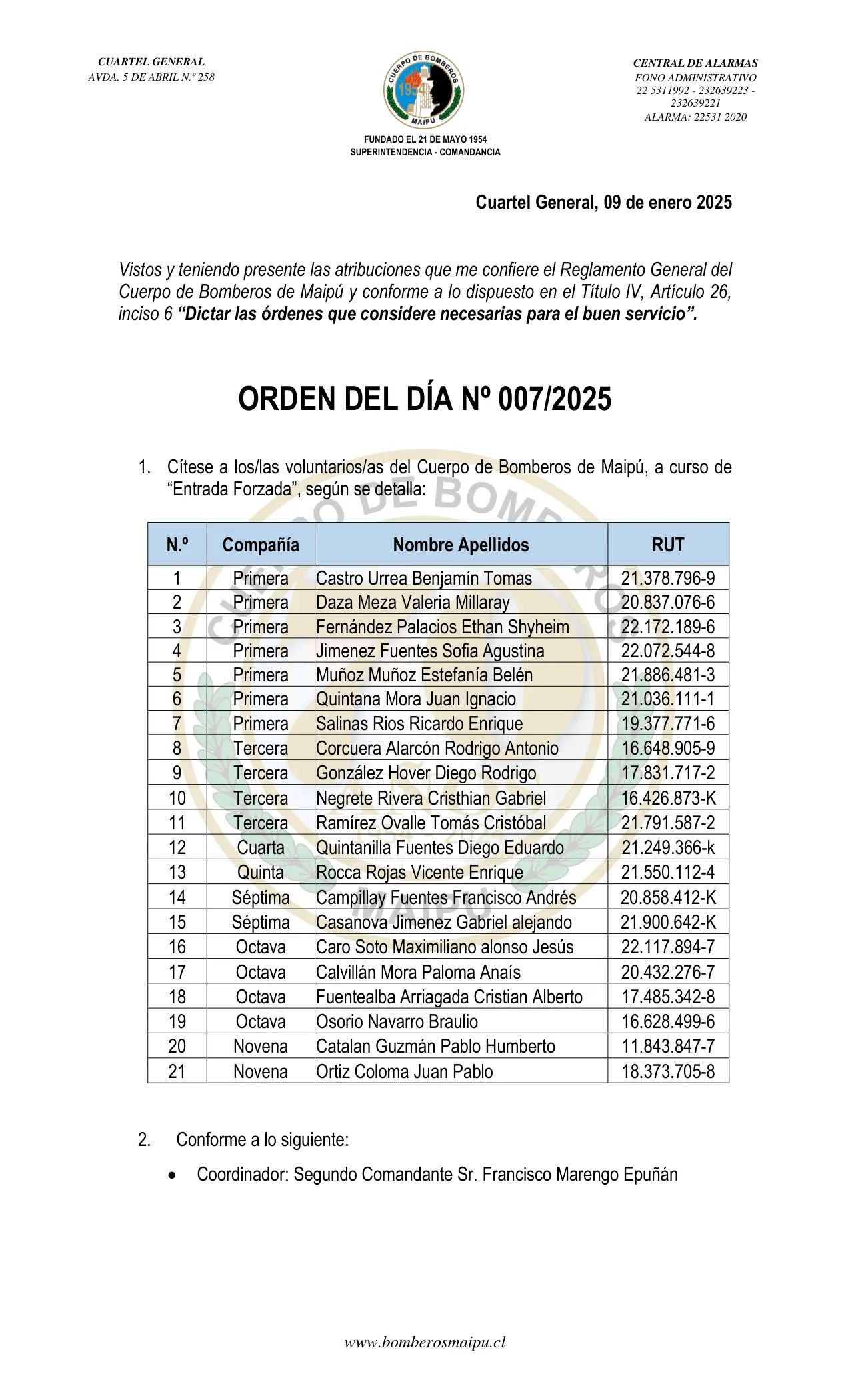 Orden del Día N° 7/2025
