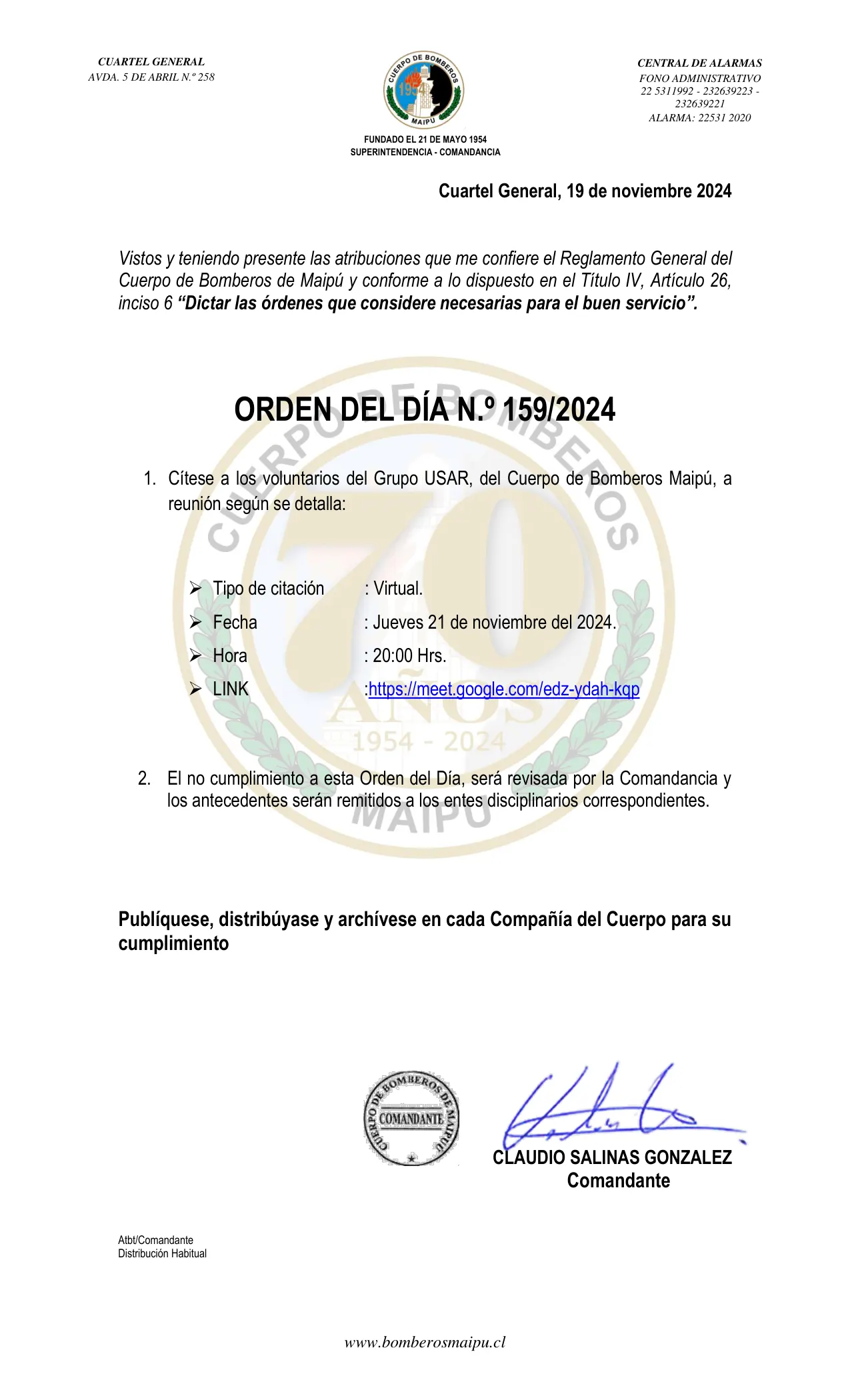 Página 1 de Orden del Día N° 159/2024