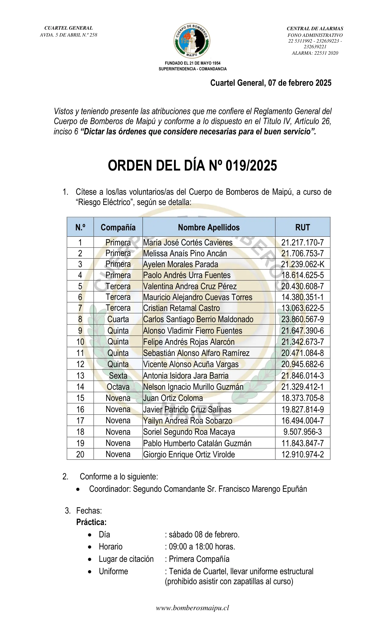 Orden del Día N° 19/2025