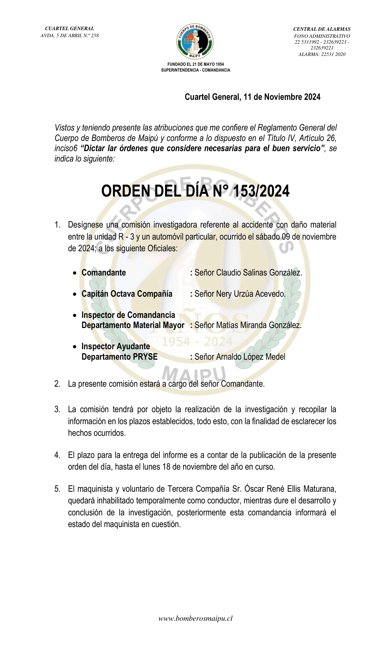 Página 1 de Orden del Día N° 153/2024