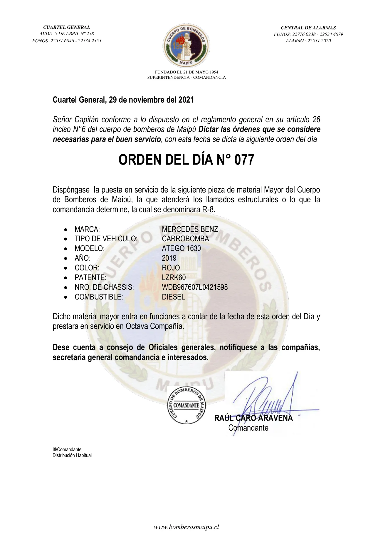 Página 1 de Orden del Día N° 77/2021