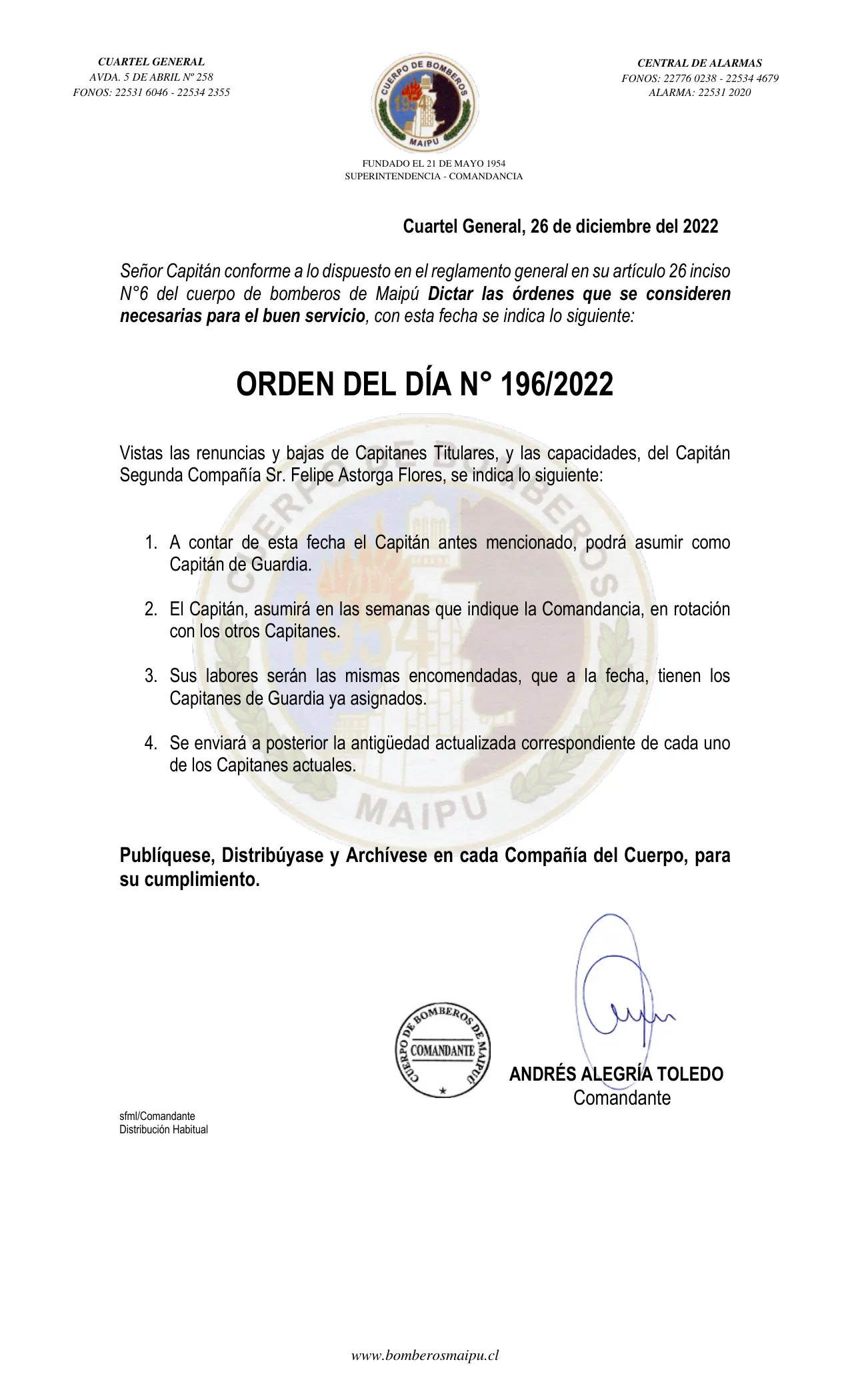 Página 1 de Orden del Día N° 196/2022
