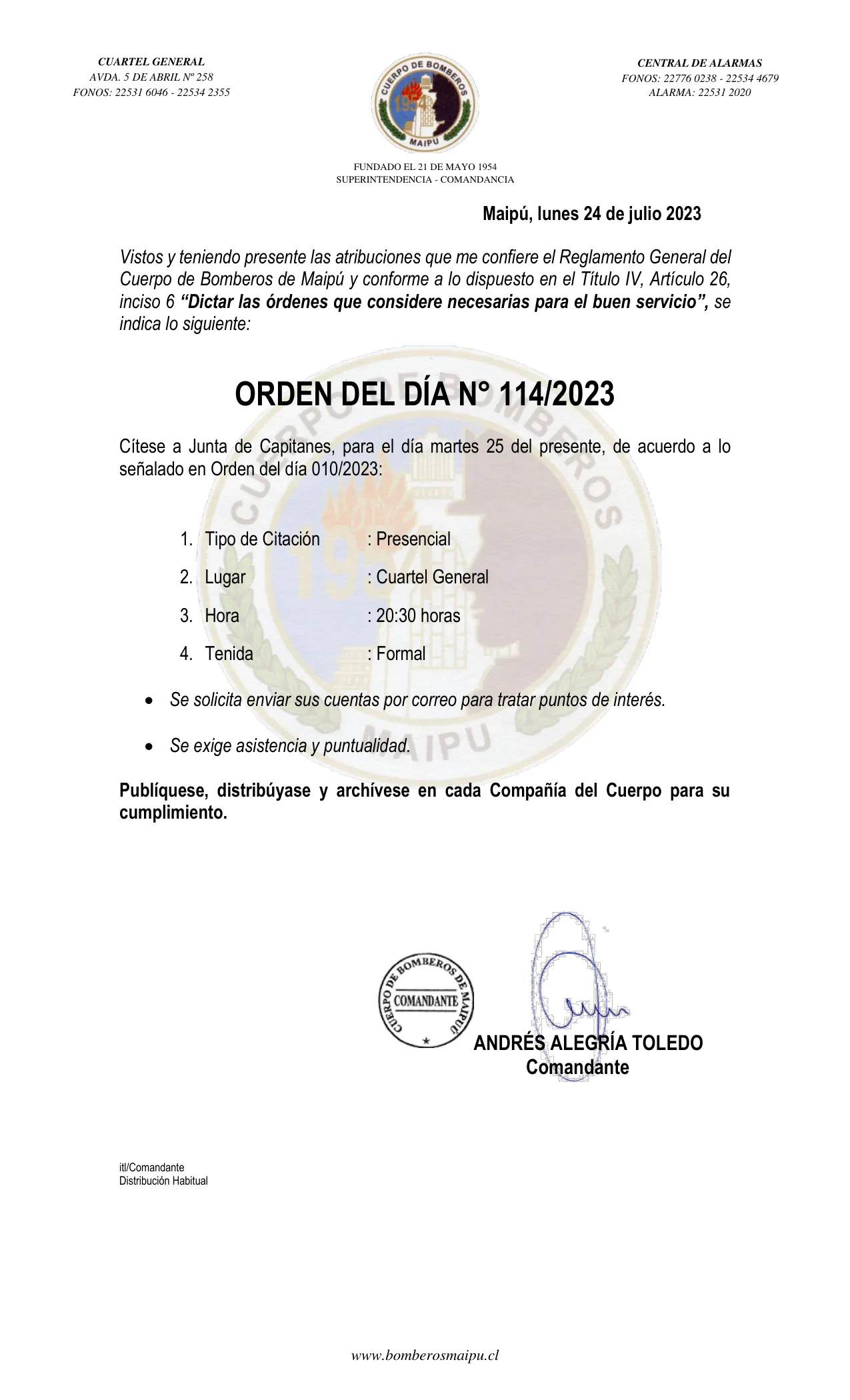 Página 1 de Orden del Día N° 114/2023