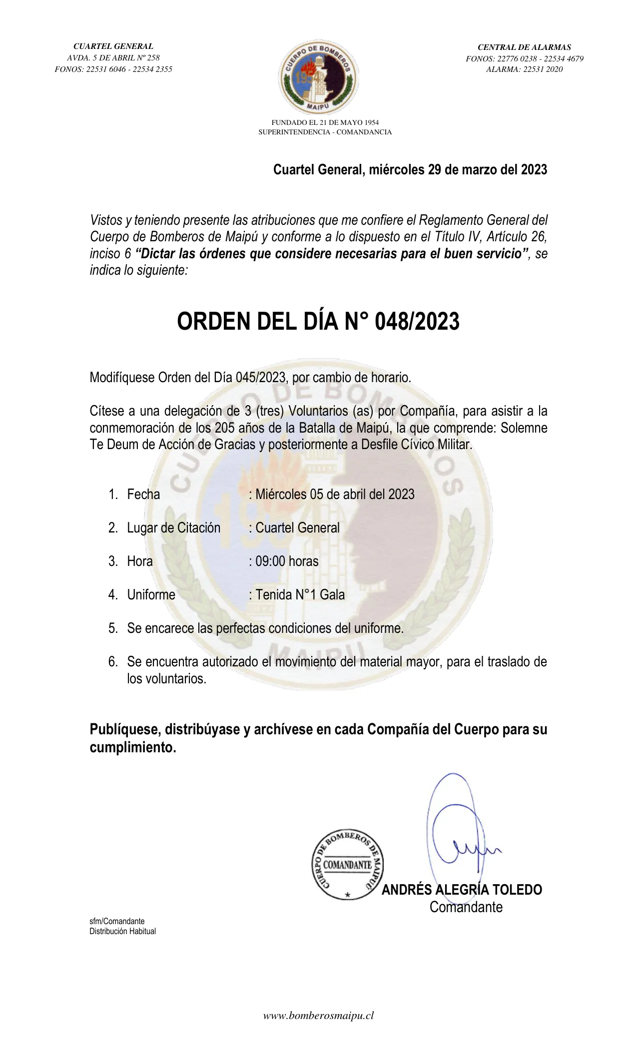 Página 1 de Orden del Día N° 48/2023