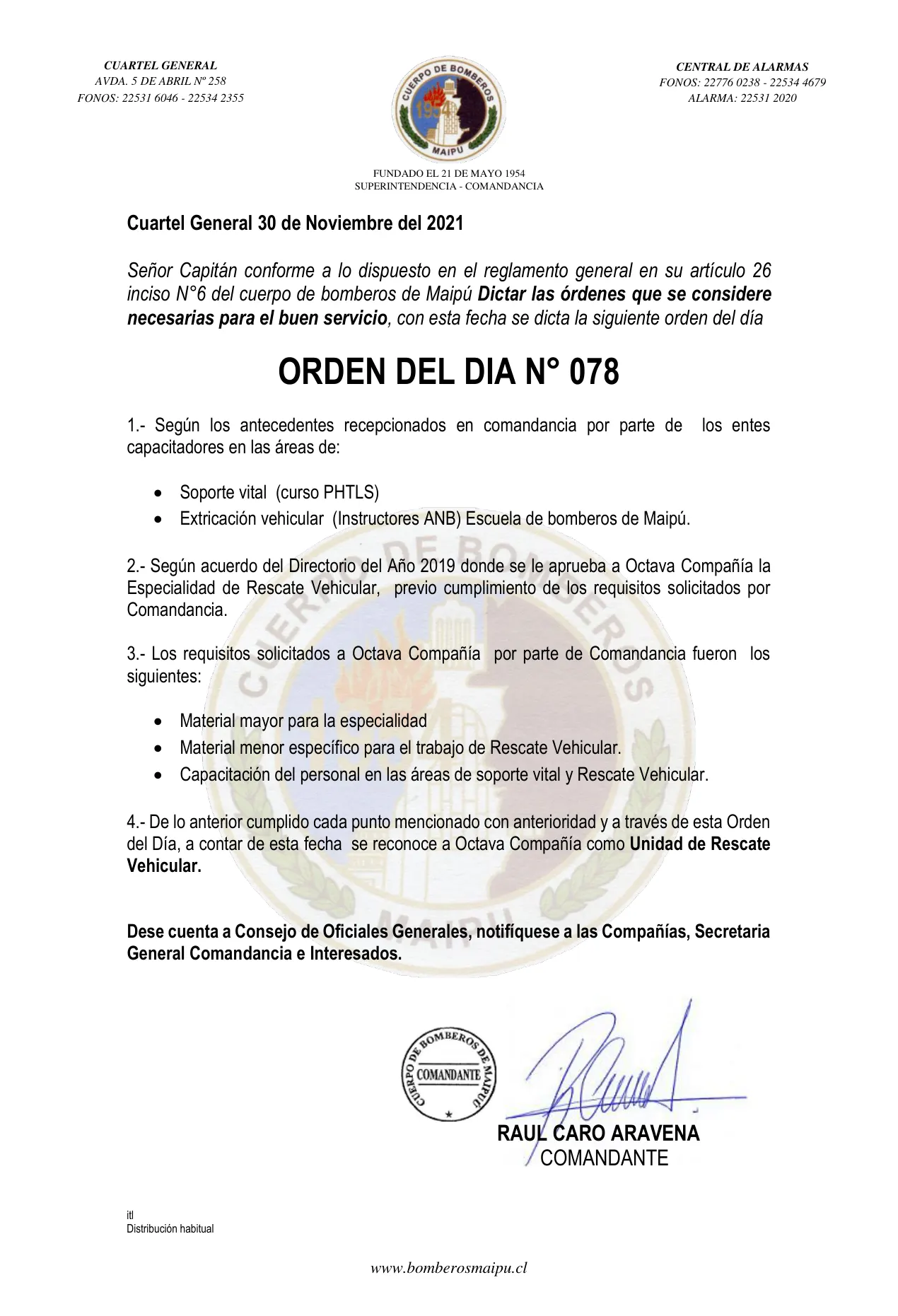 Página 1 de Orden del Día N° 78/2021