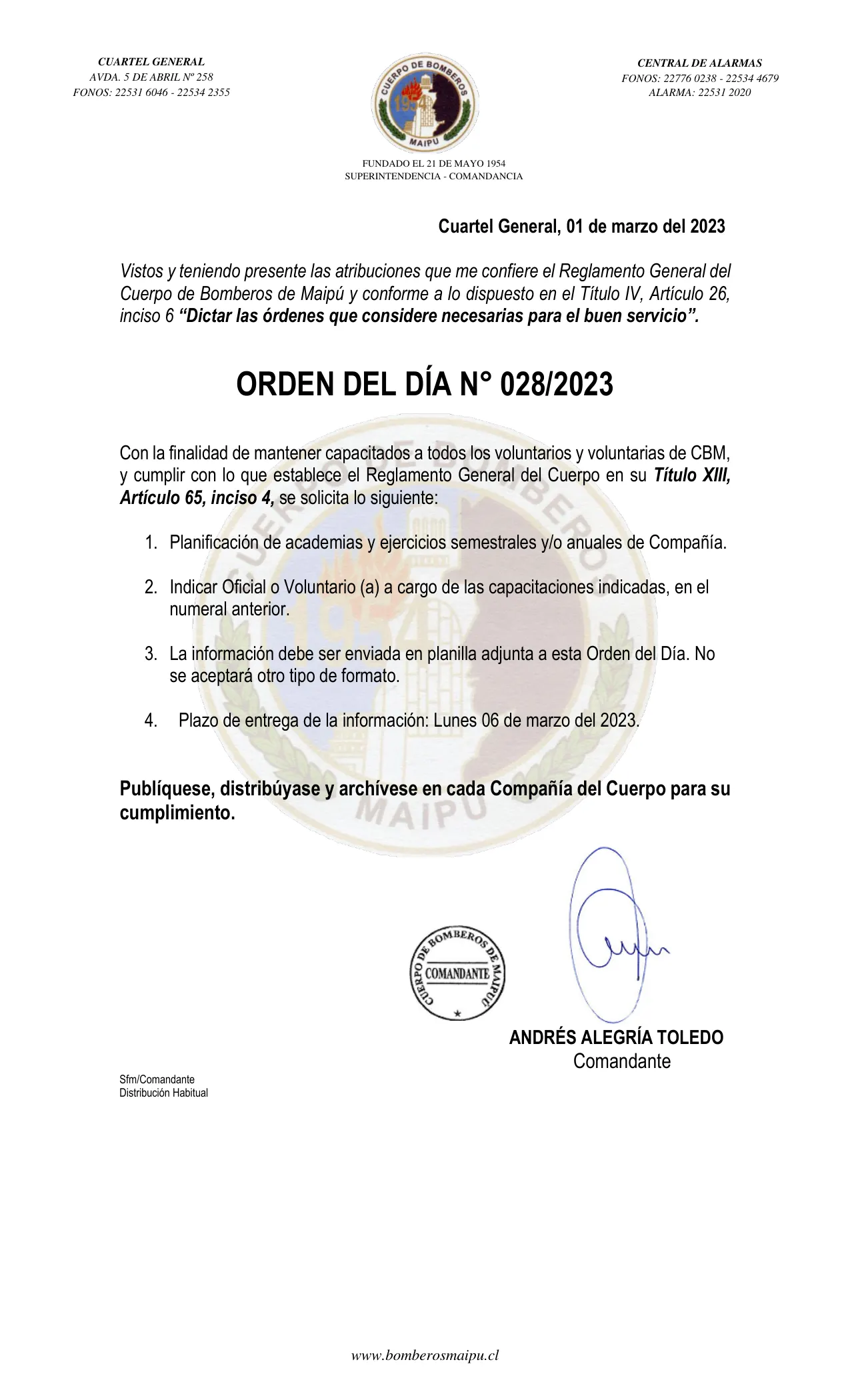 Página 1 de Orden del Día N° 28/2023