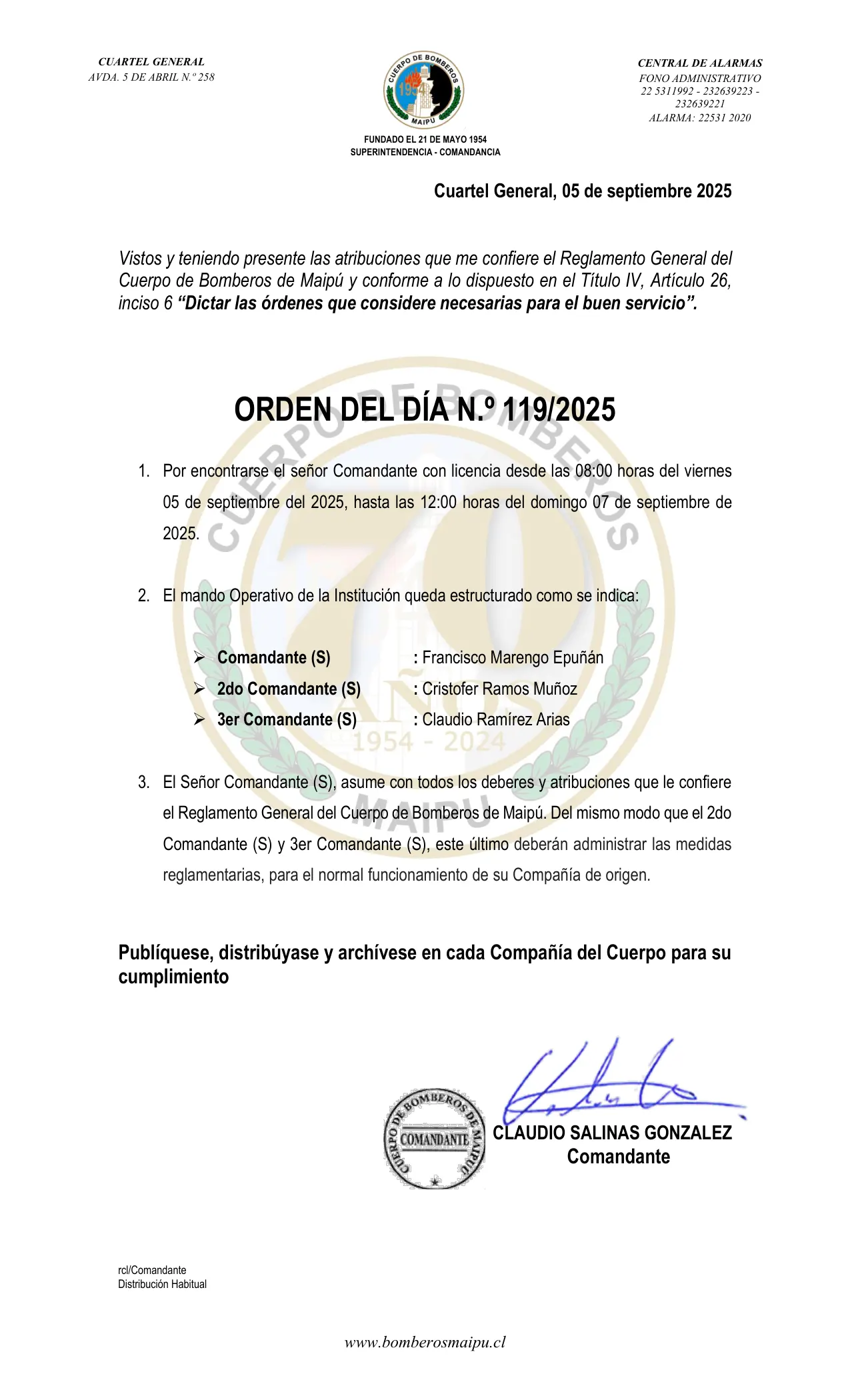 Orden del Día N° 119/2025