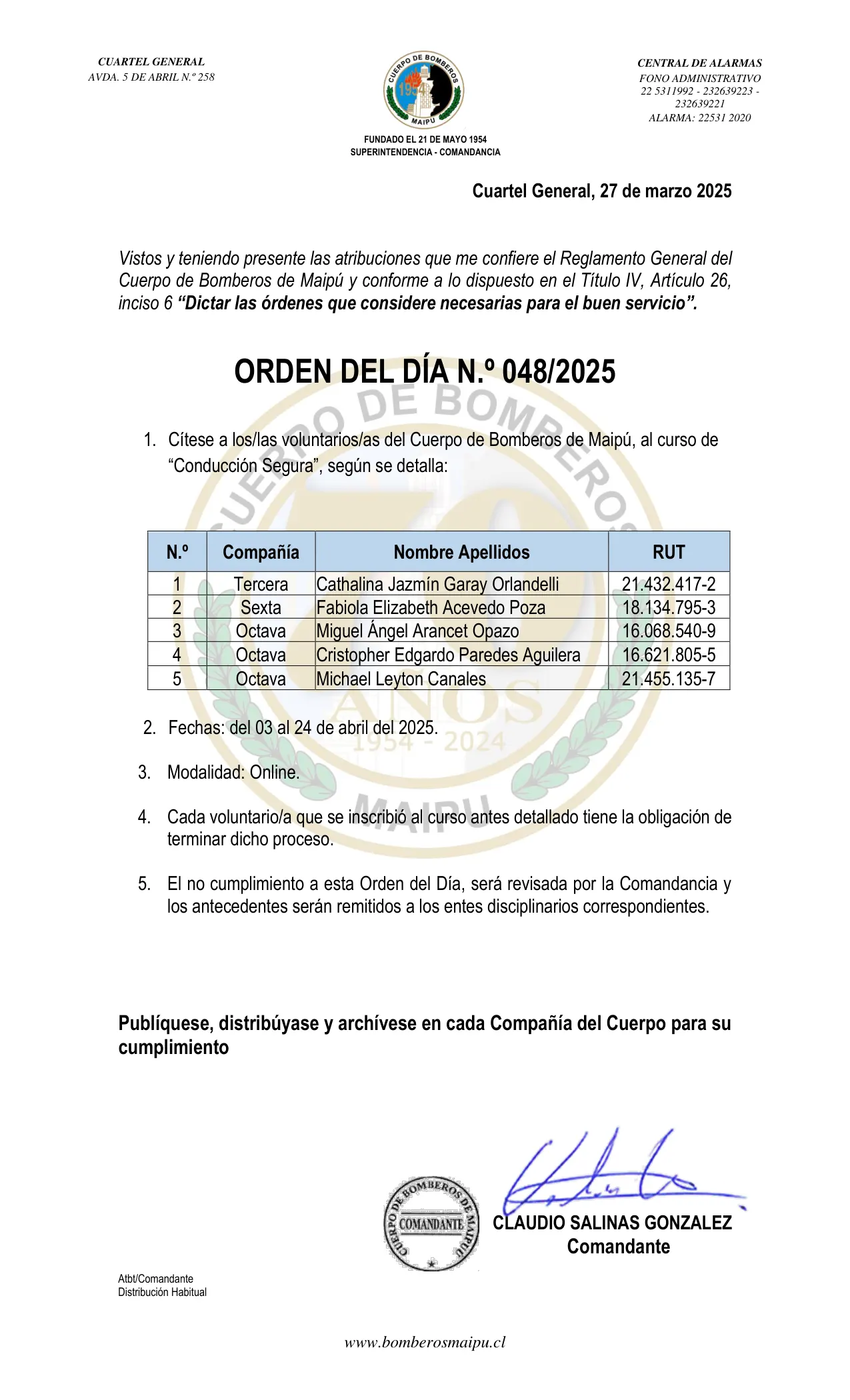 Página 1 de Orden del Día N° 48/2025
