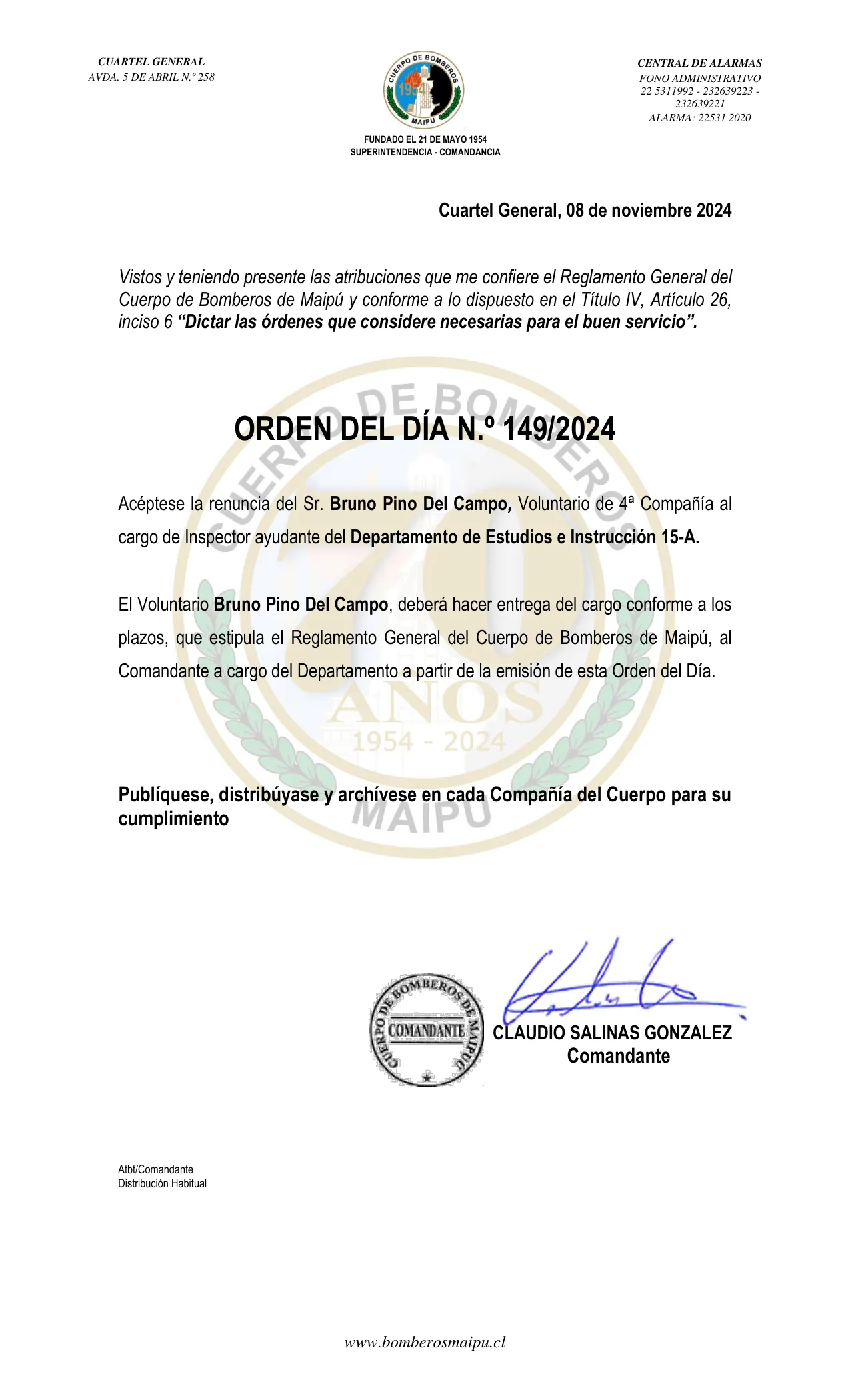 Página 1 de Orden del Día N° 149/2024