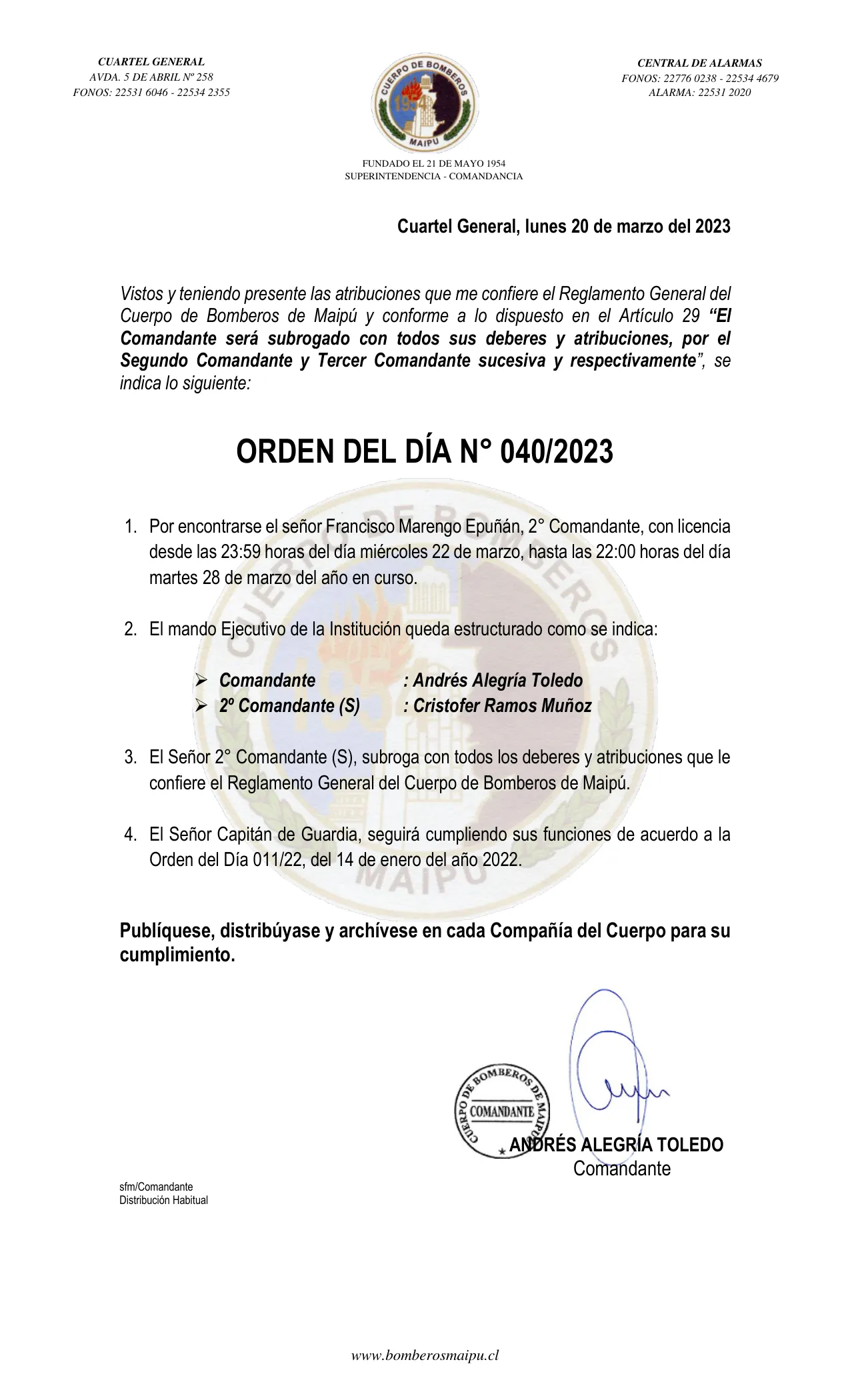 Página 1 de Orden del Día N° 40/2023