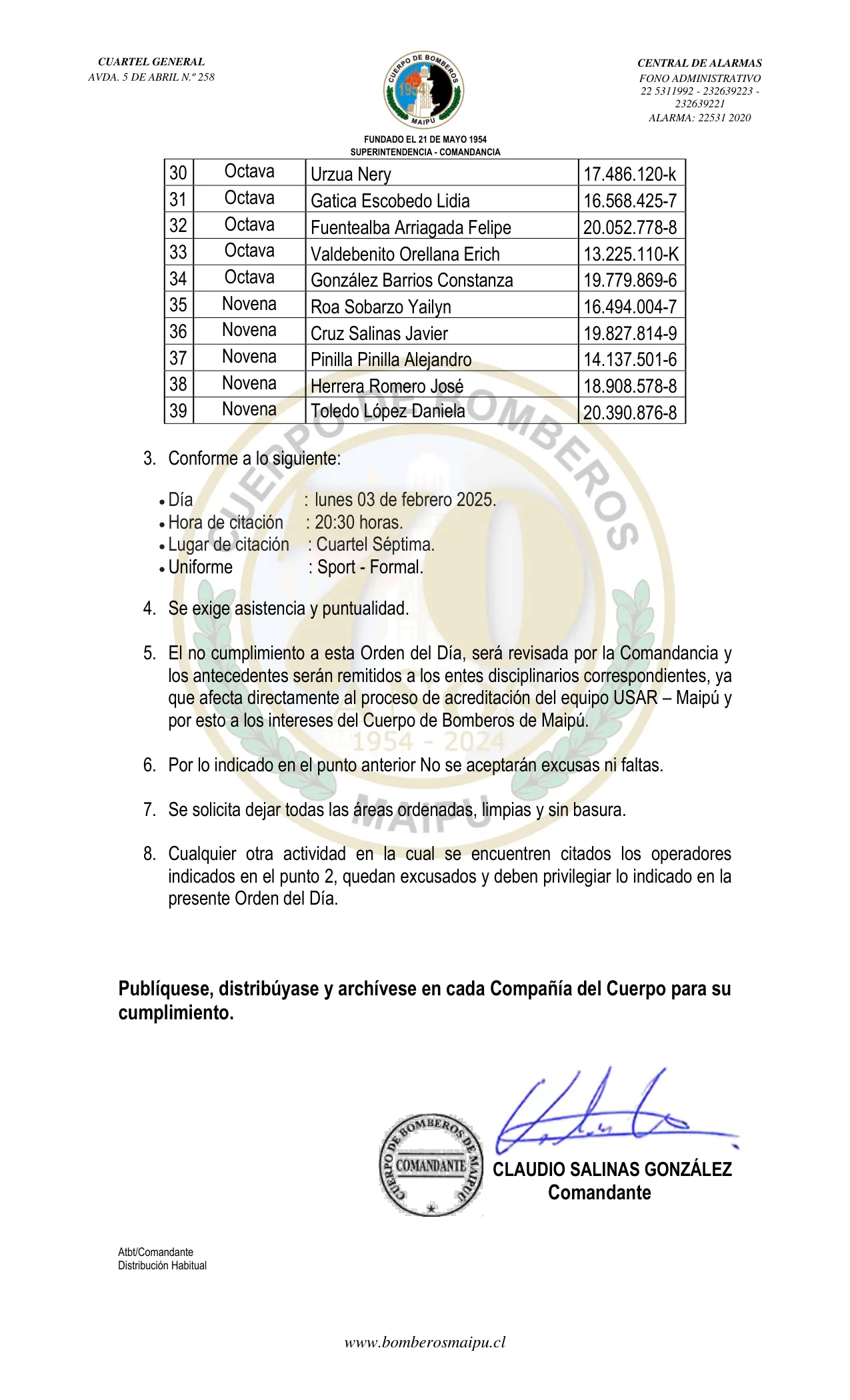 Página 2 de Orden del Día N° 16/2025