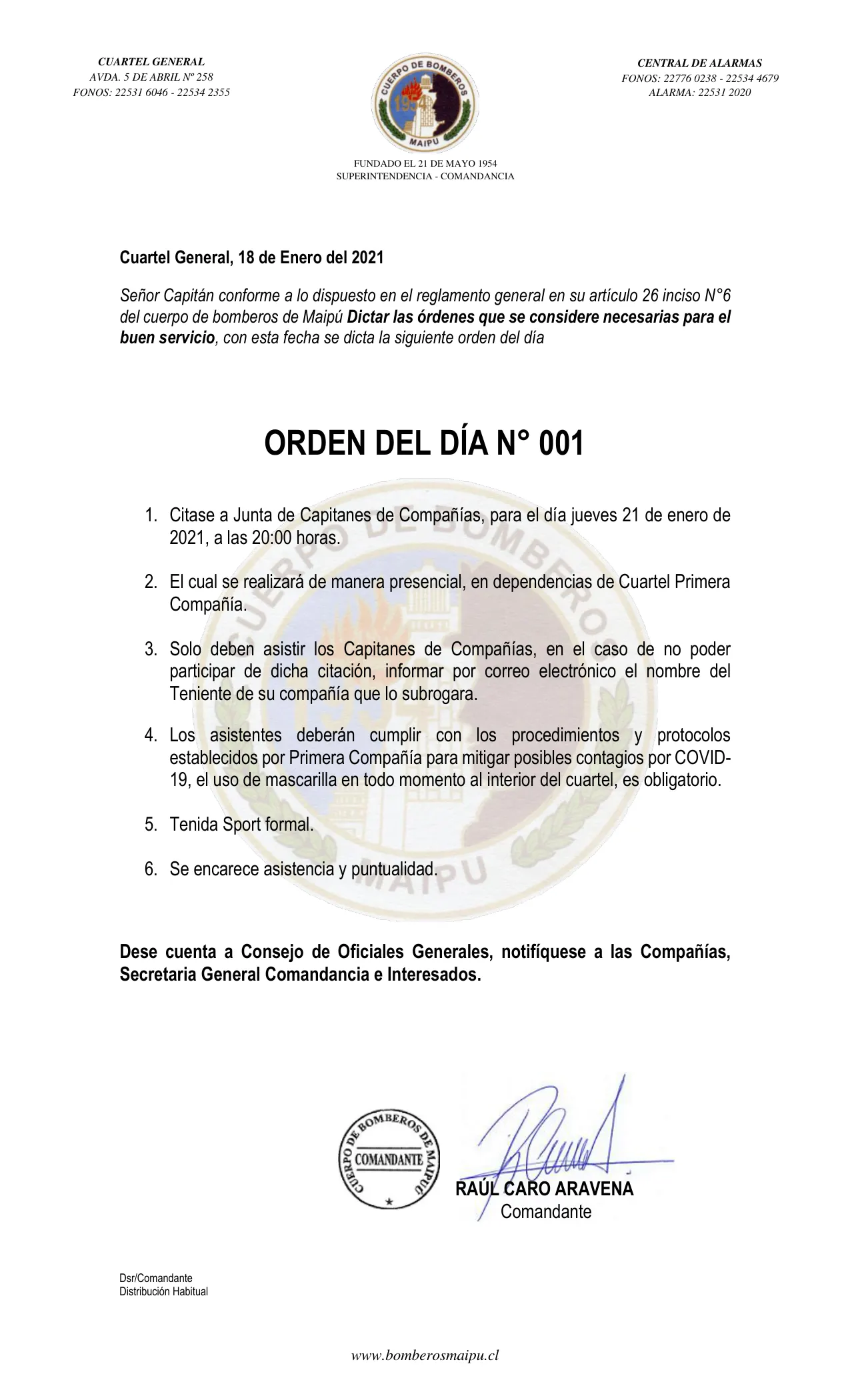 Página 1 de Orden del Día N° 1/2021