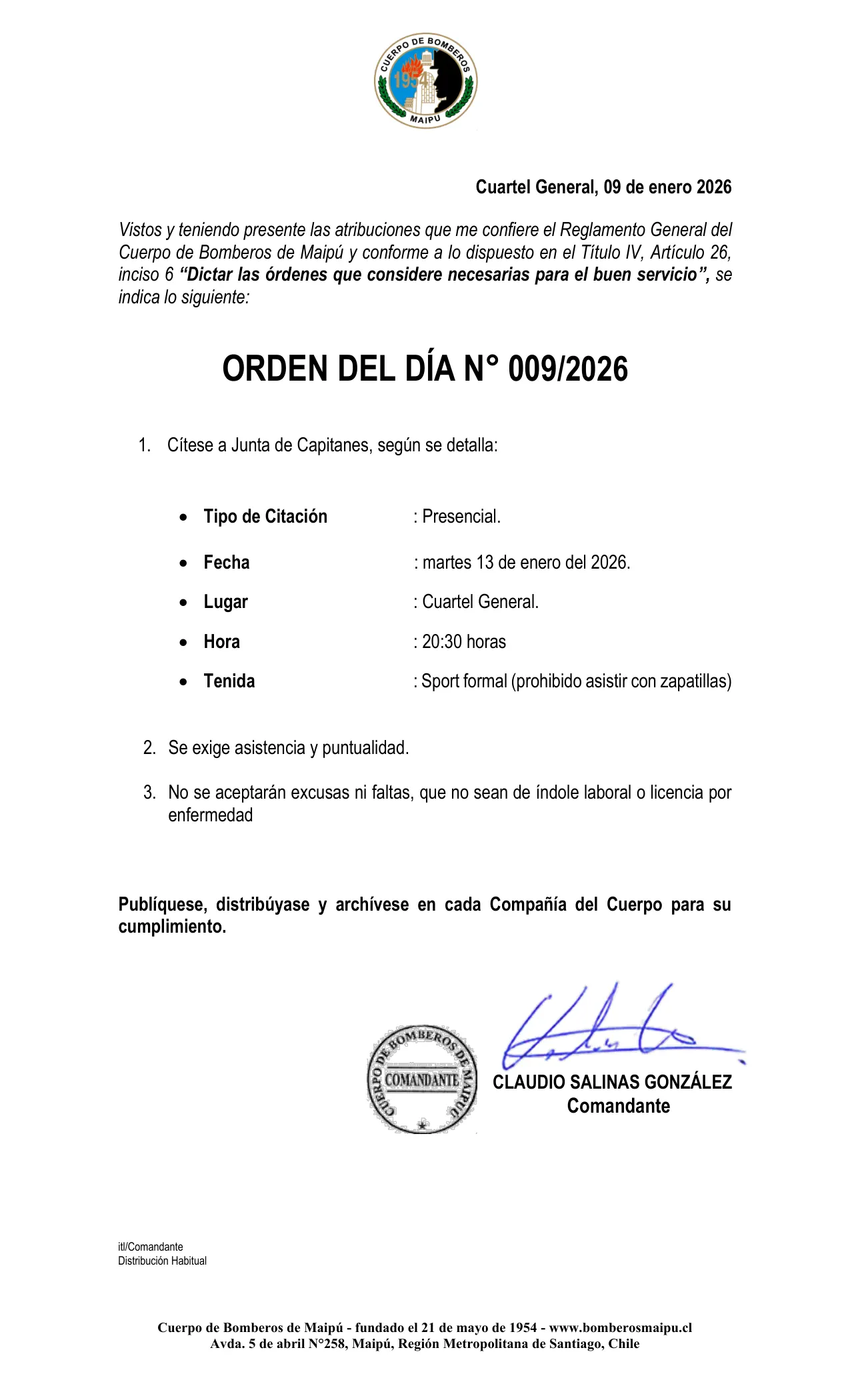 Página 1 de Orden del Día N° 9/2026