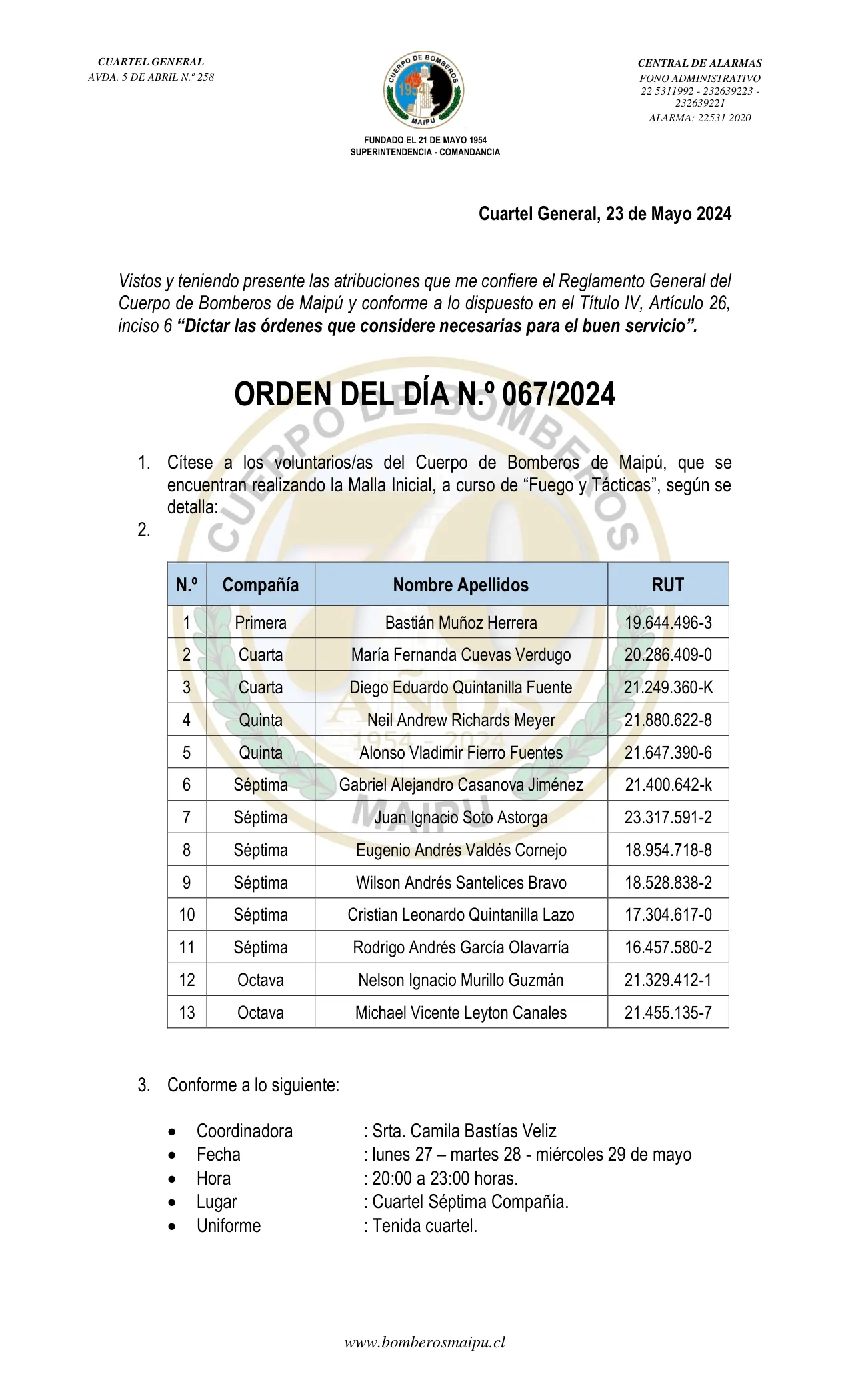 Página 1 de Orden del Día N° 67/2024