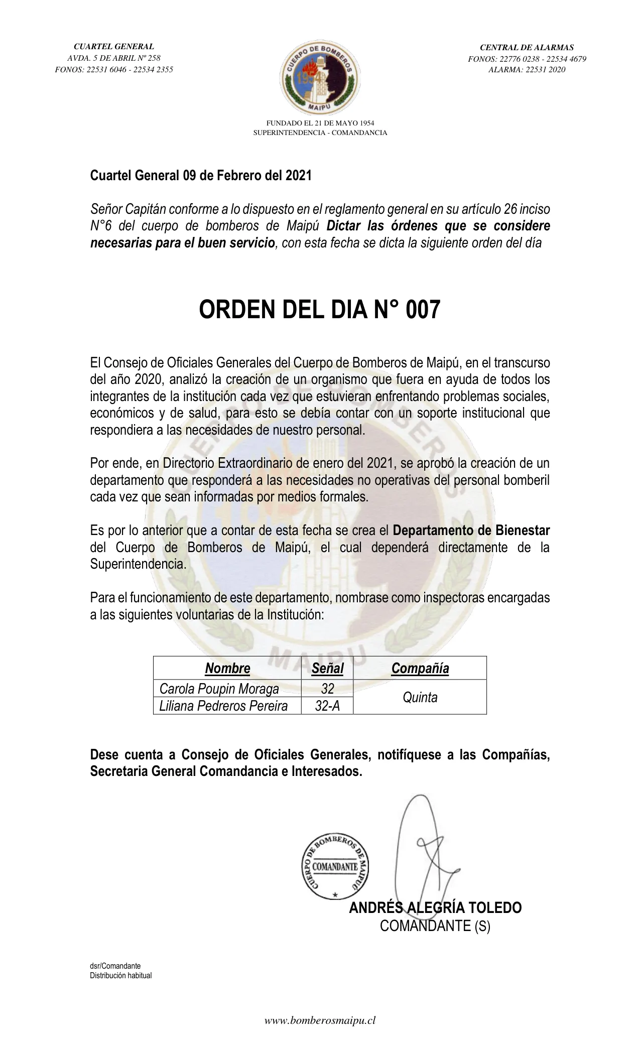 Página 1 de Orden del Día N° 7/2021