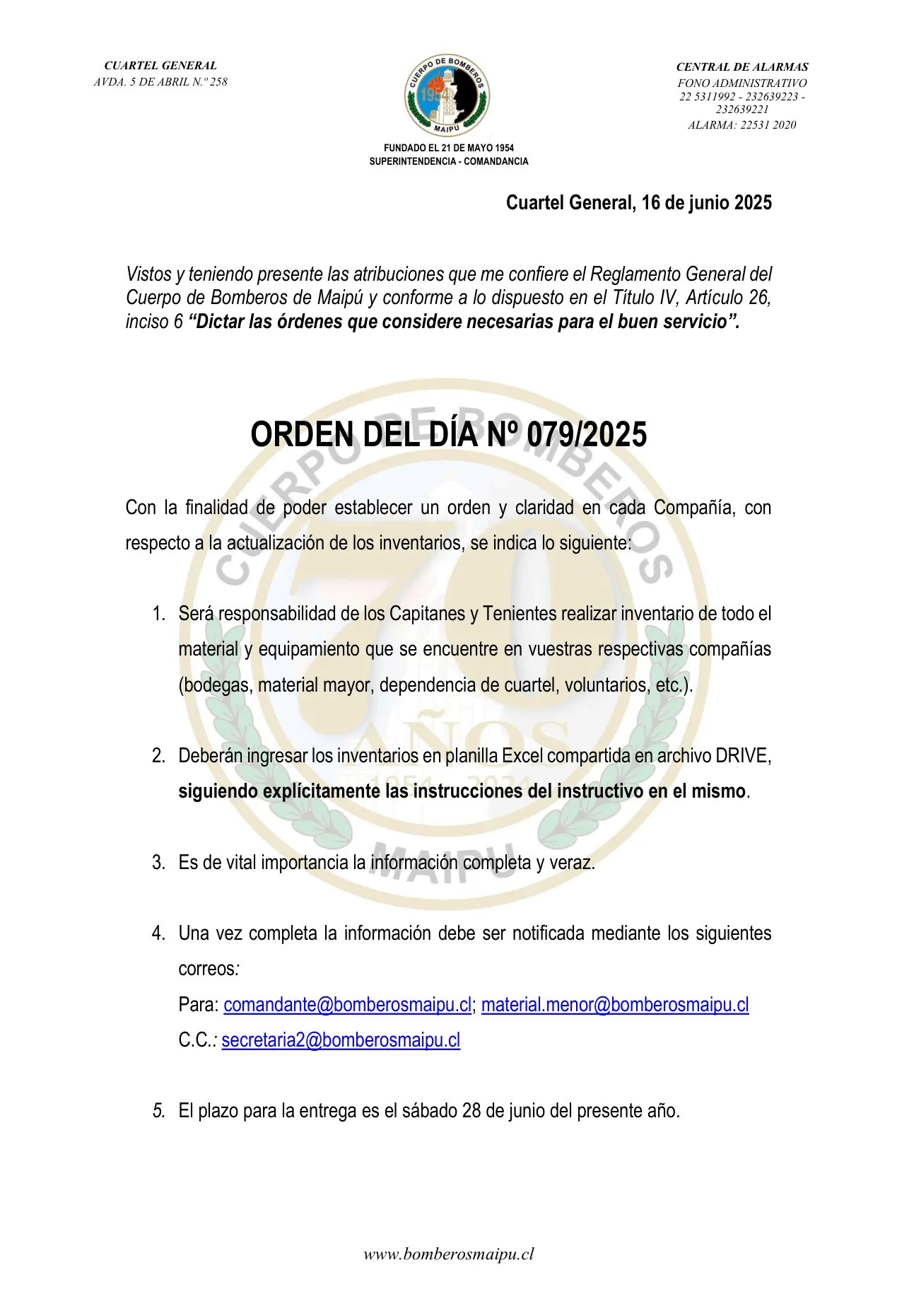 Orden del Día N° 79/2025