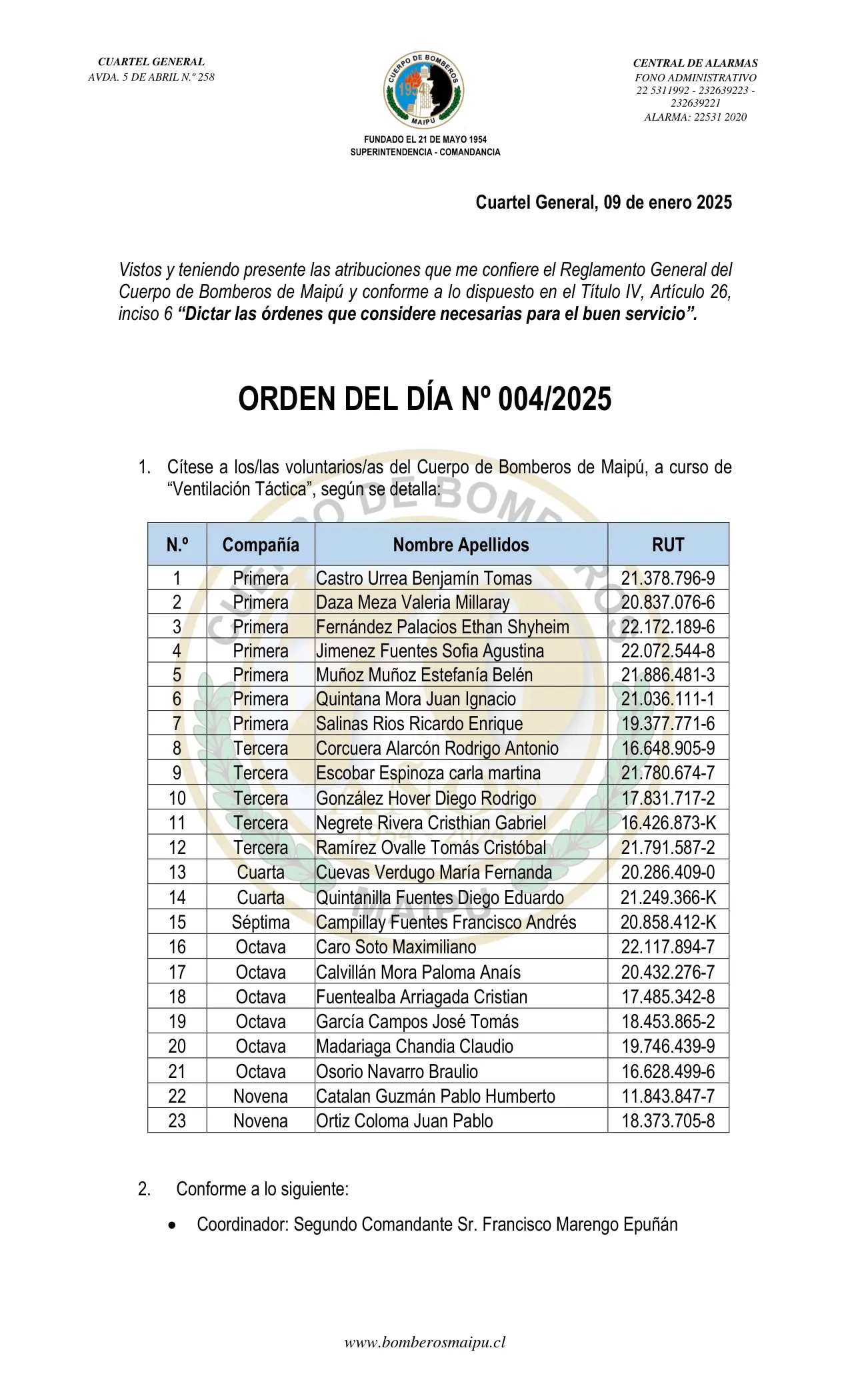 Orden del Día N° 4/2025