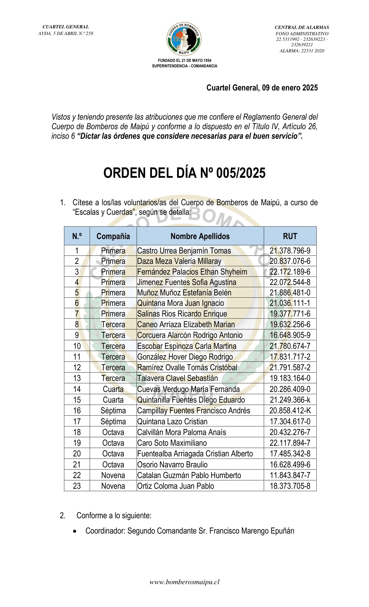 Orden del Día N° 5/2025