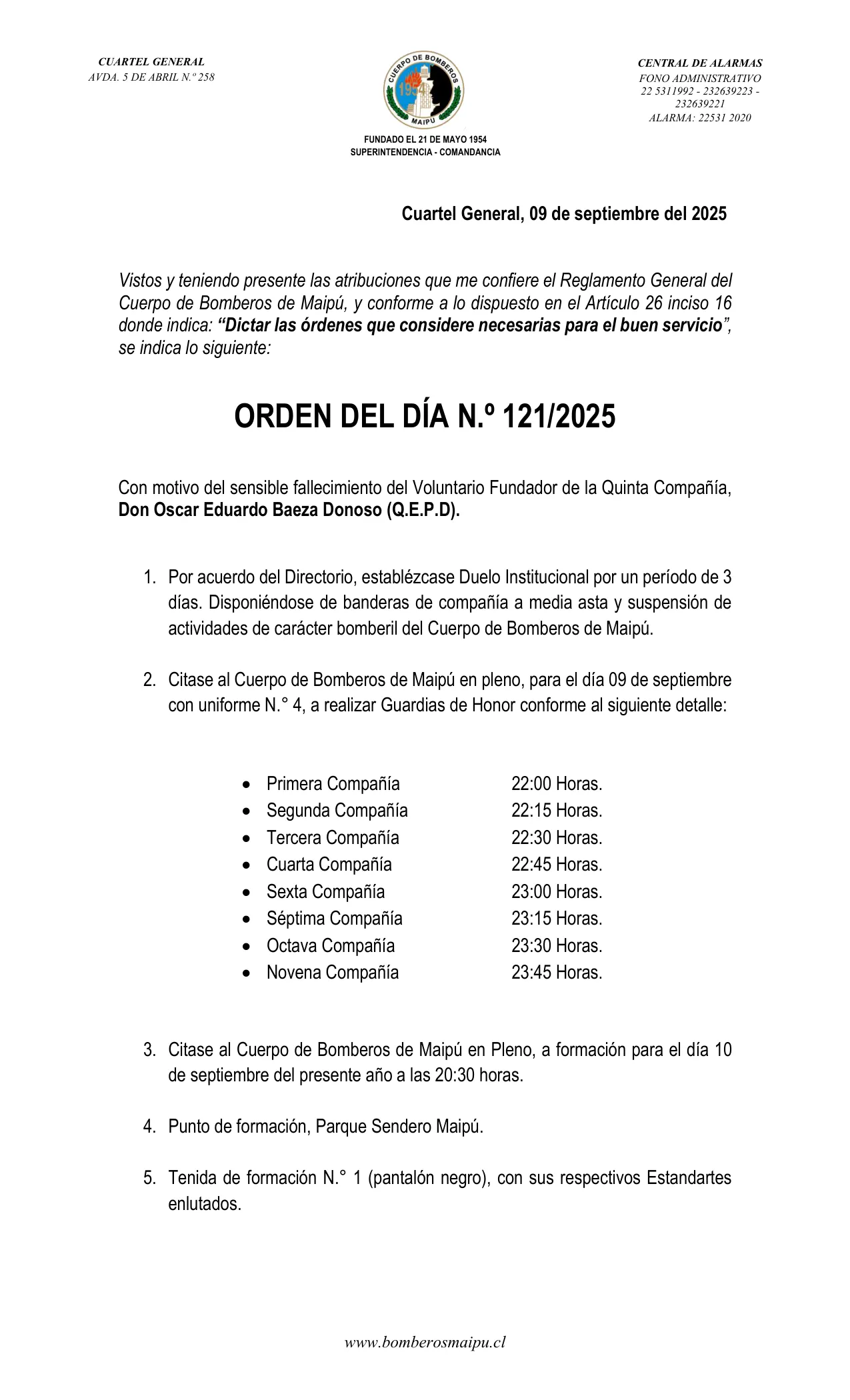 Orden del Día N° 121/2025