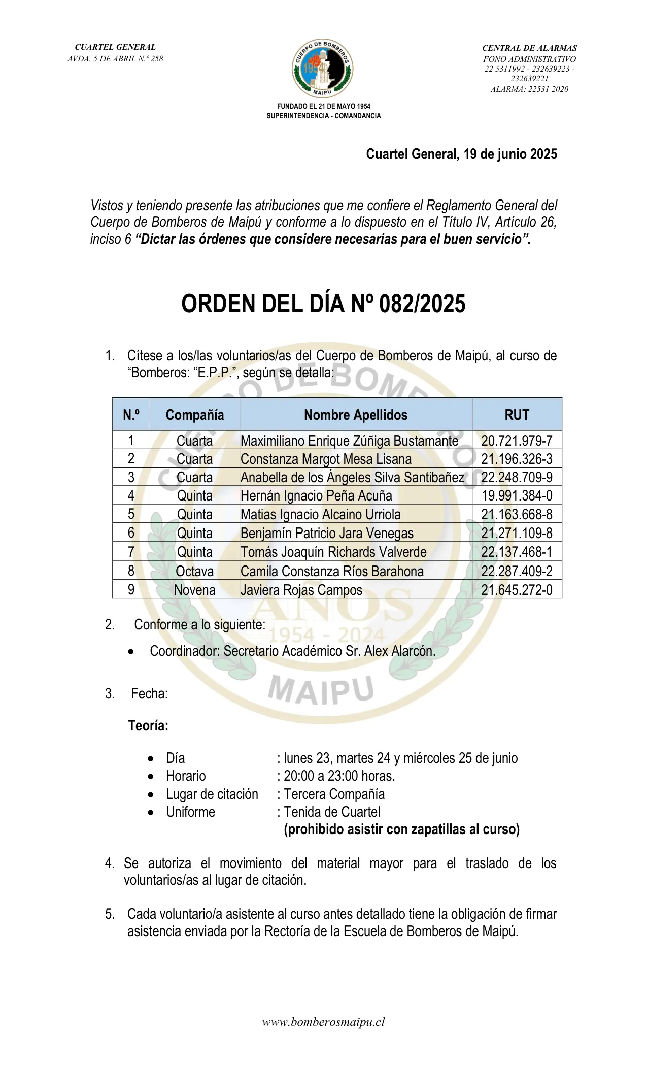 Orden del Día N° 82/2025