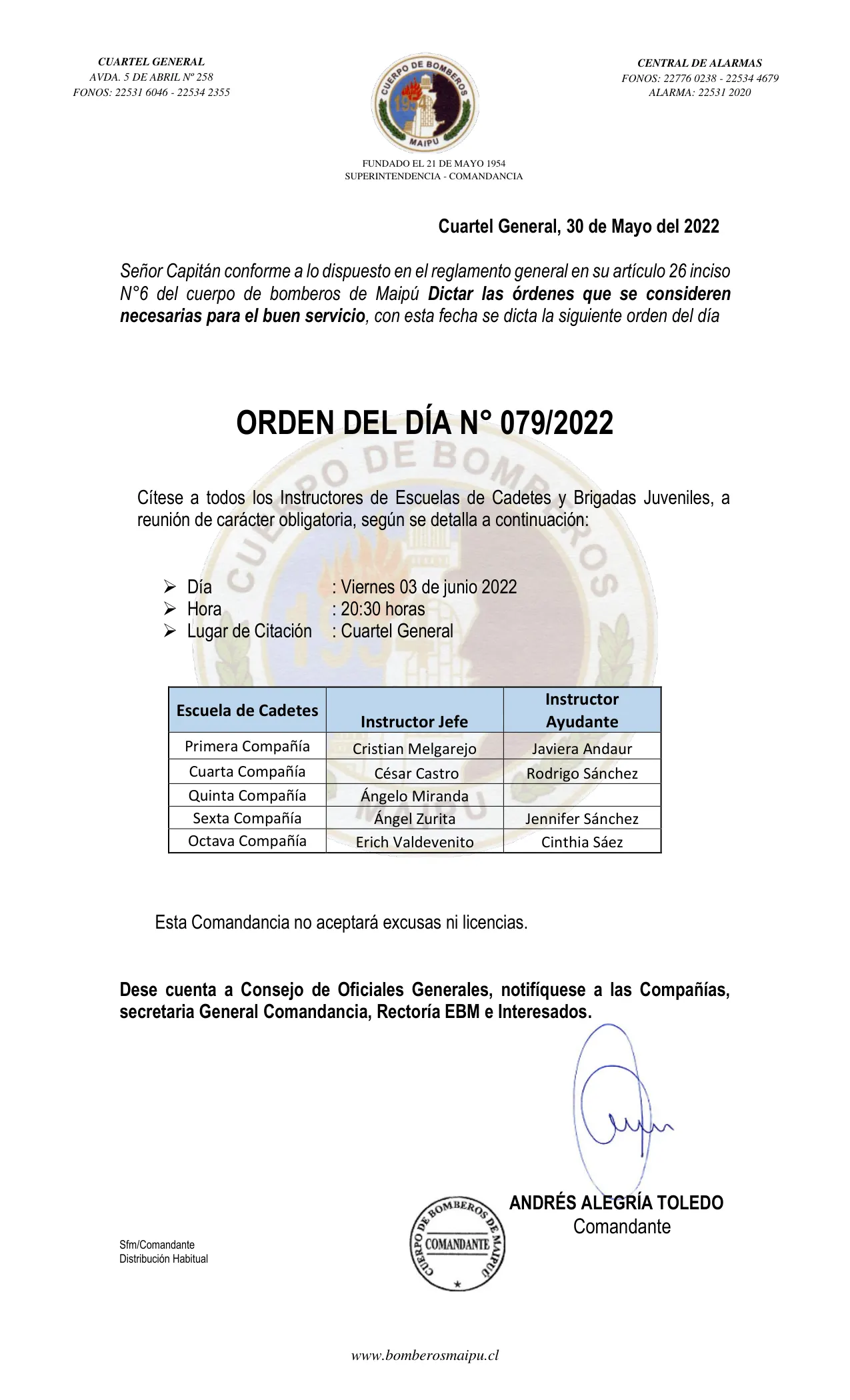Página 1 de Orden del Día N° 79/2022