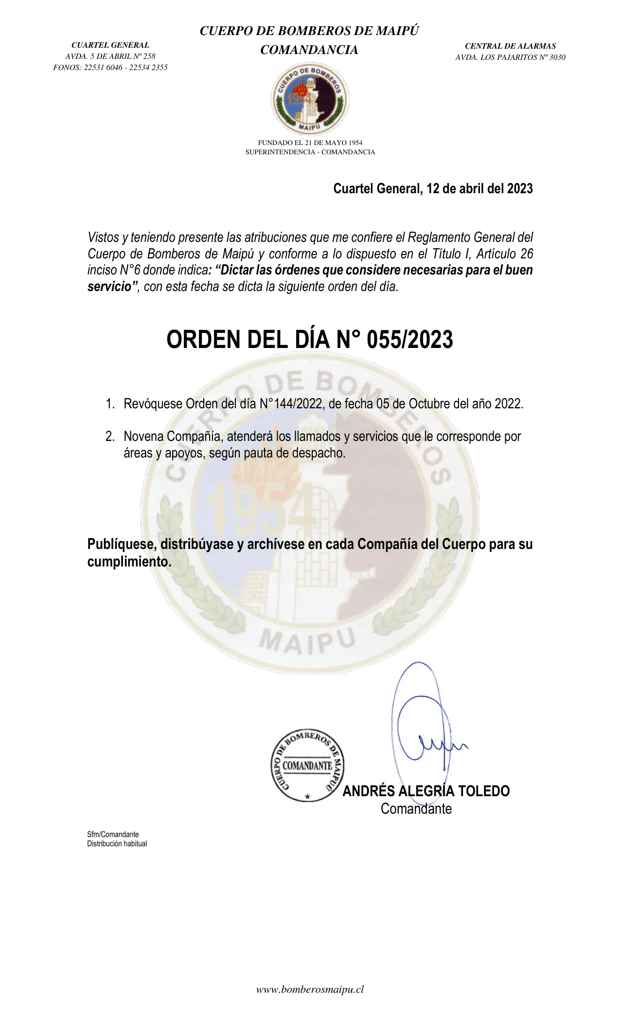 Página 1 de Orden del Día N° 55/2023