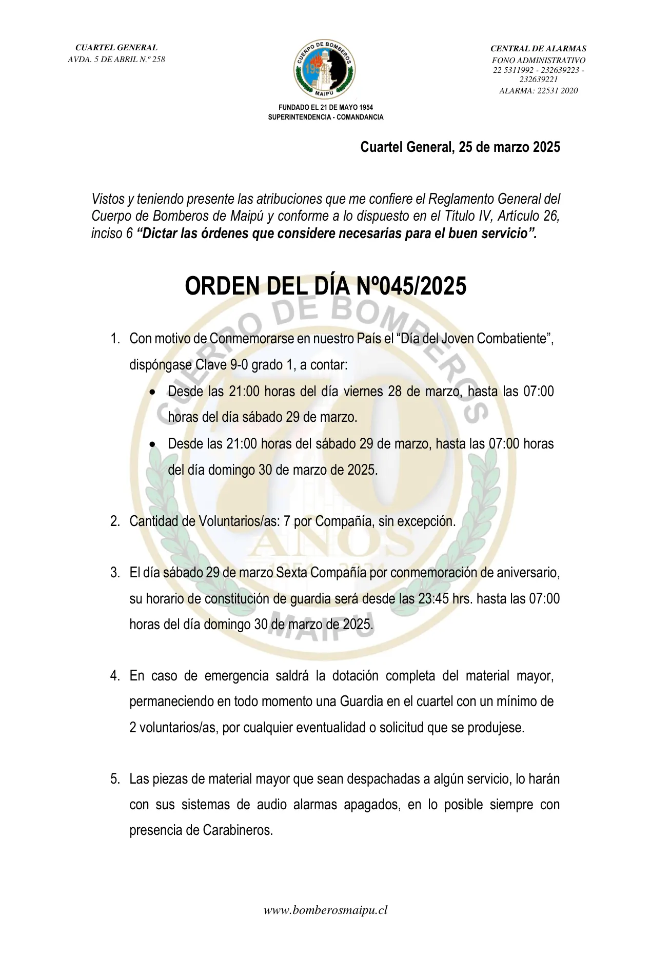 Página 1 de Orden del Día N° 45/2025