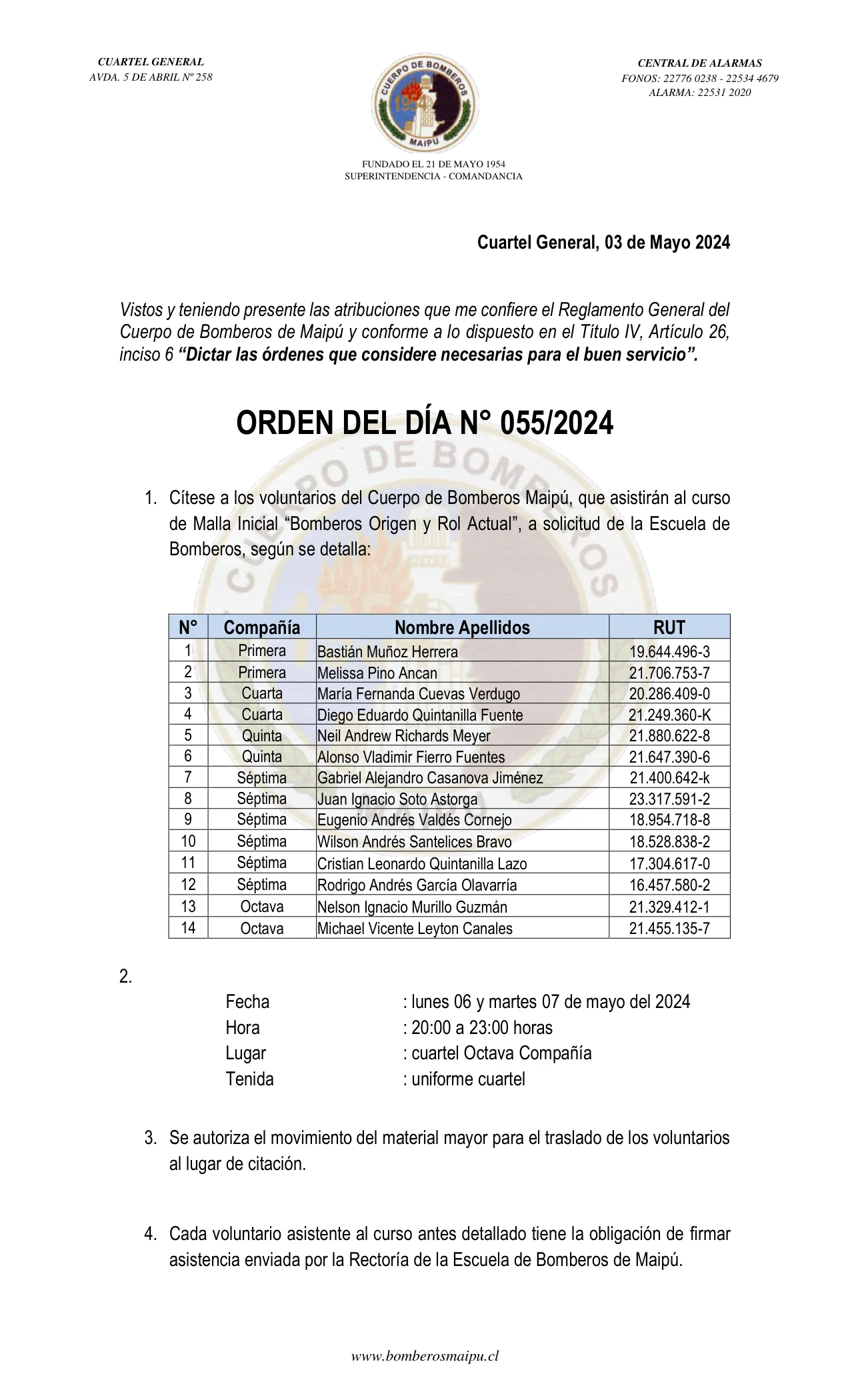 Página 1 de Orden del Día N° 55/2024