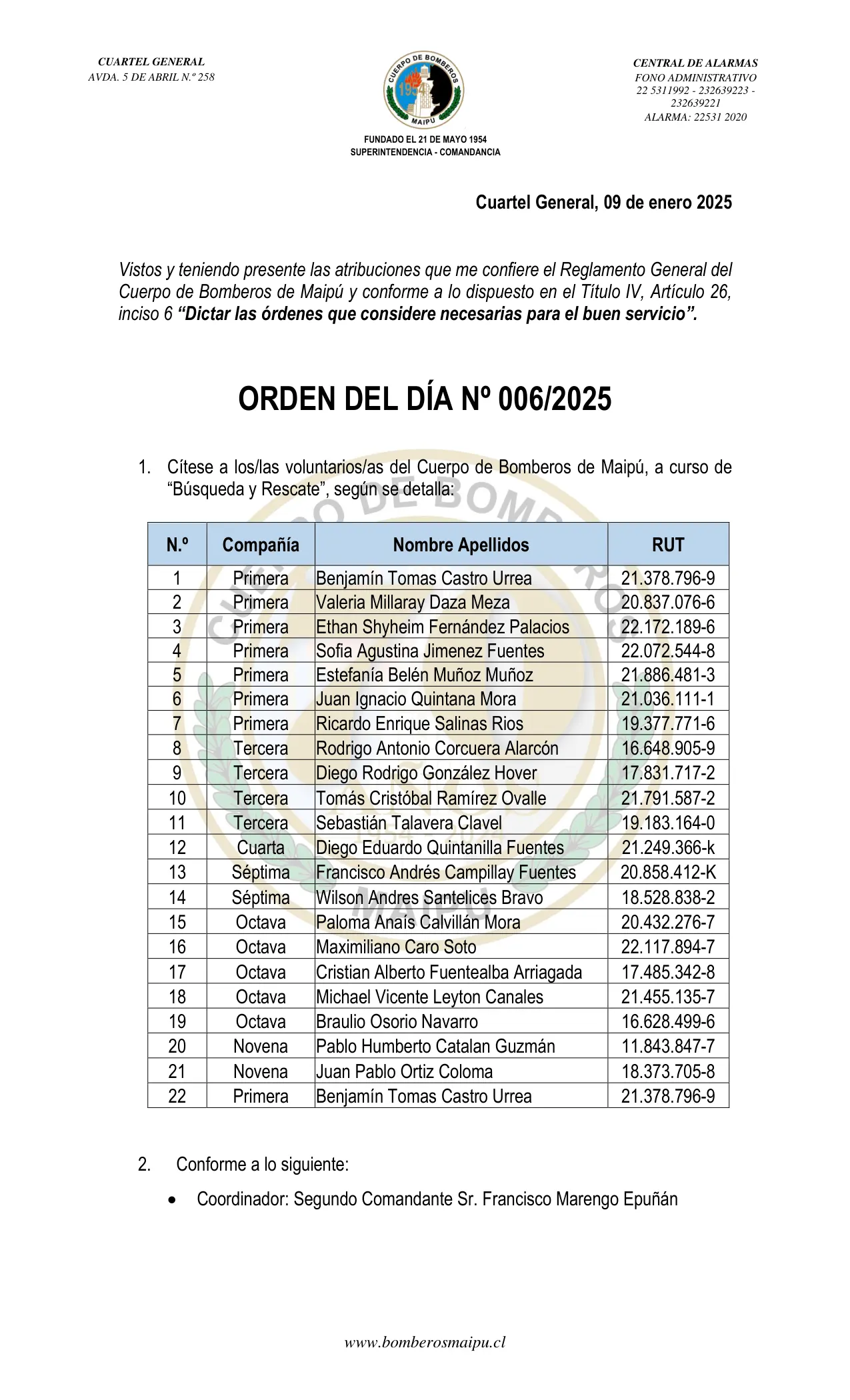 Orden del Día N° 6/2025
